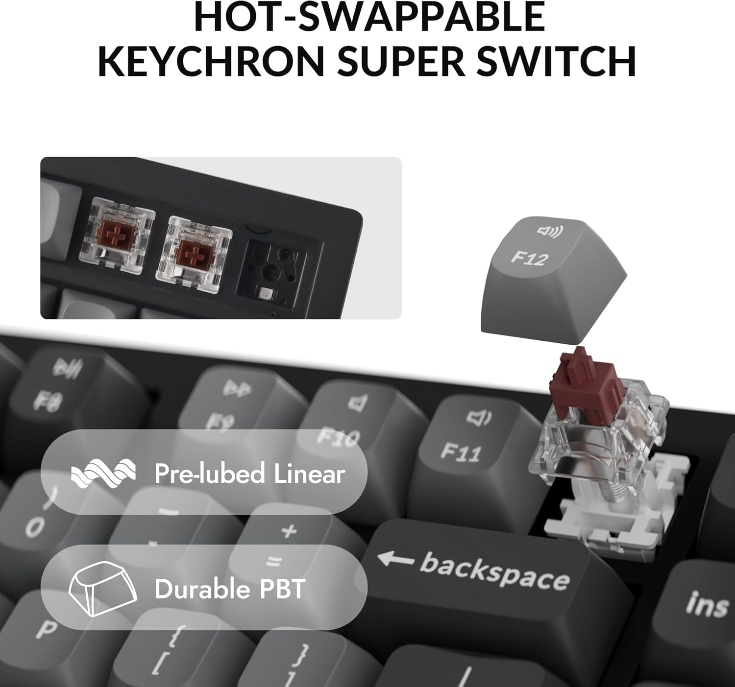 Keychron K10 Max Wireless Custom Mechanical Keyboard, QMK 2.4 Ghz Bluetooth Full-Size with Hot-Swappable Keychron Super Brown Switch Compatible with Mac Windows Linux (RGB Backlit) image number 3