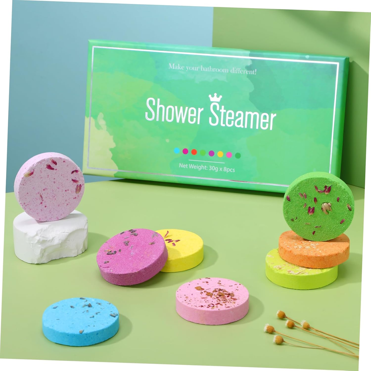 PACKOVE 8Pcs Bath Salt Tablets Aromatherapy Shower Bombs Relaxing Spa Experience Essential Oils Soften Skin Hotel Home Use image number 6