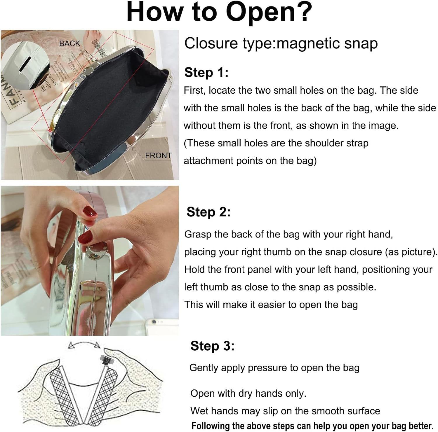 NUSTTAL Acrylic Clutch Purse for Women Irregular Shell Evening Handbag for Wedding Party - Silver image number 2