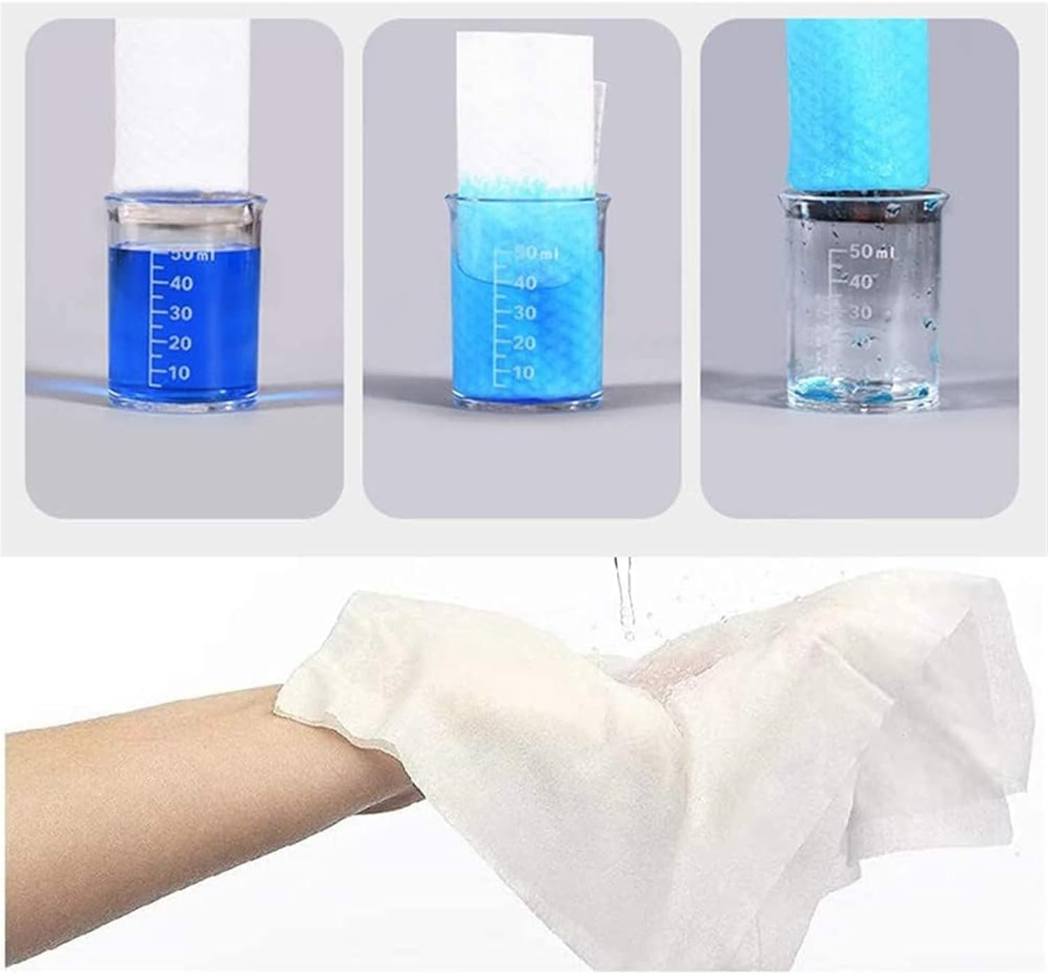 200 Sheets Disposable Facial Towel, 100% Cotton Fiber Dry Wipes, Dry and Wet Use Cleaning Wipes for Sensitive Skin, Makeup Removing, Surface Cleaning image number 3