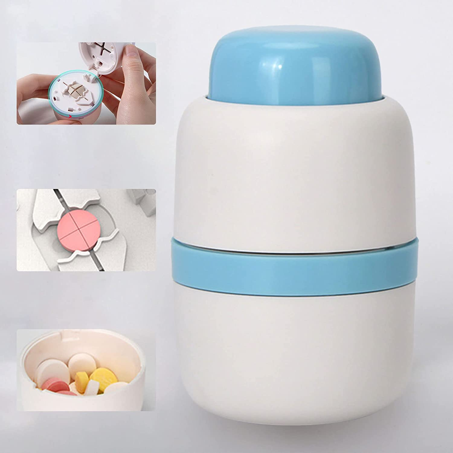 Pill Cutter for Small Pills 1/4, Crusher Tablet into Half or Quarter, Hidden Safety Blade Portable Pill Splitter Box for Going Out or Traveling image number 2