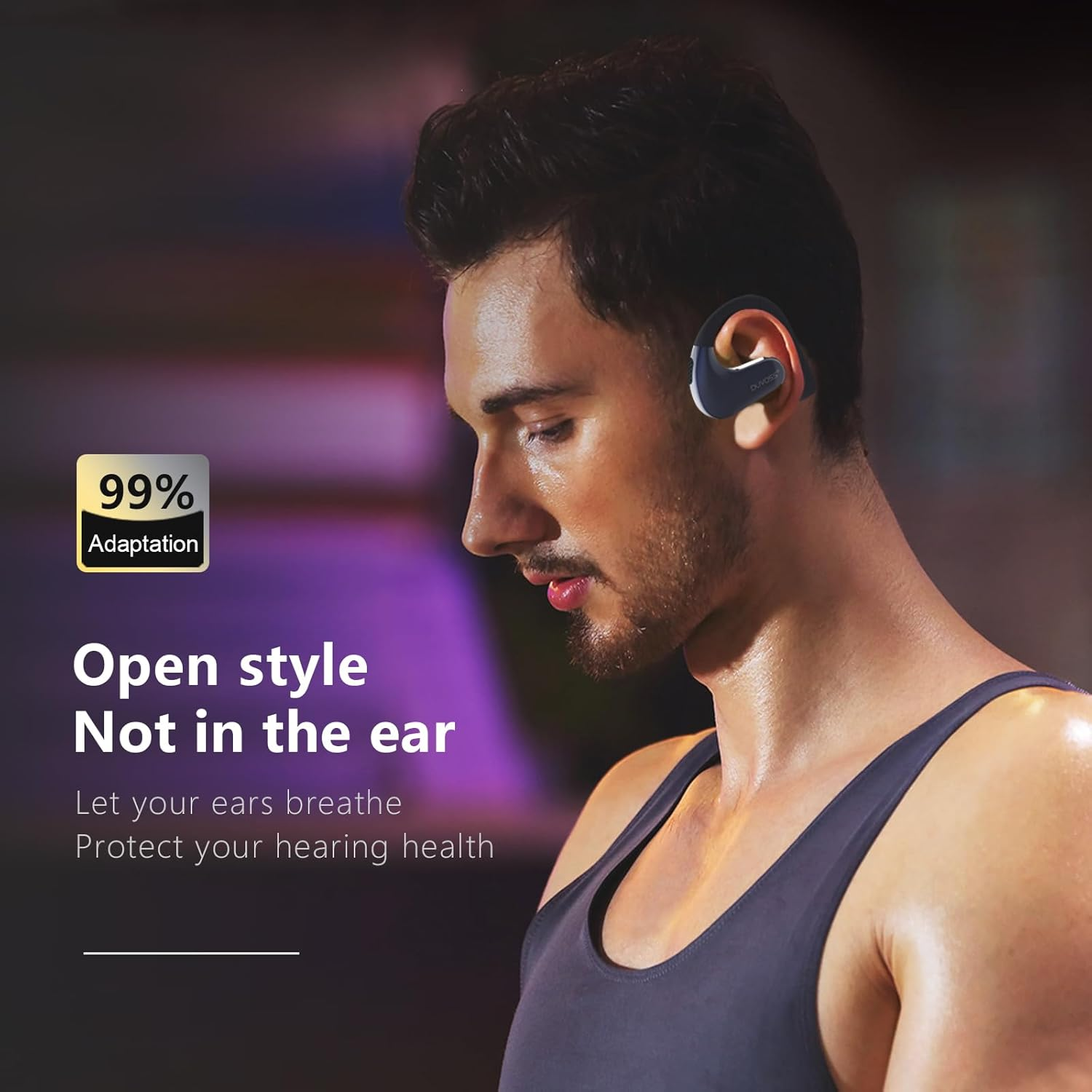 DUVOSS Open-Ear Headphones, True Wireless 5.3 Bluetooth Earbuds with Microphone, Clear Calls, Fast Charging, Music Playing, IXP4 Waterproof, Lightweight, Sports Earbuds with Ear Hook, 60 Hours, Black image number 5