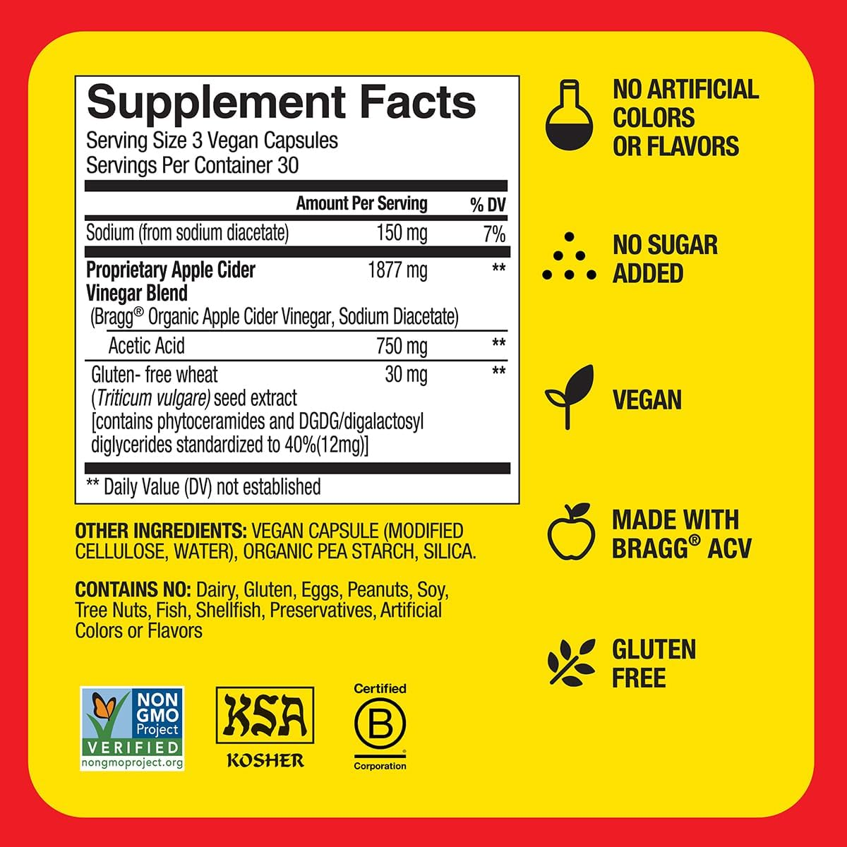 Bragg Inner Glow Apple Cider Vinegar and Phytoceramide Capsules - 750Mg of Acetic Acid &ndash; Energy & Weight Management Support - Promotes Skin Hydration and Rejuvenation - (90 Pills) image number 6