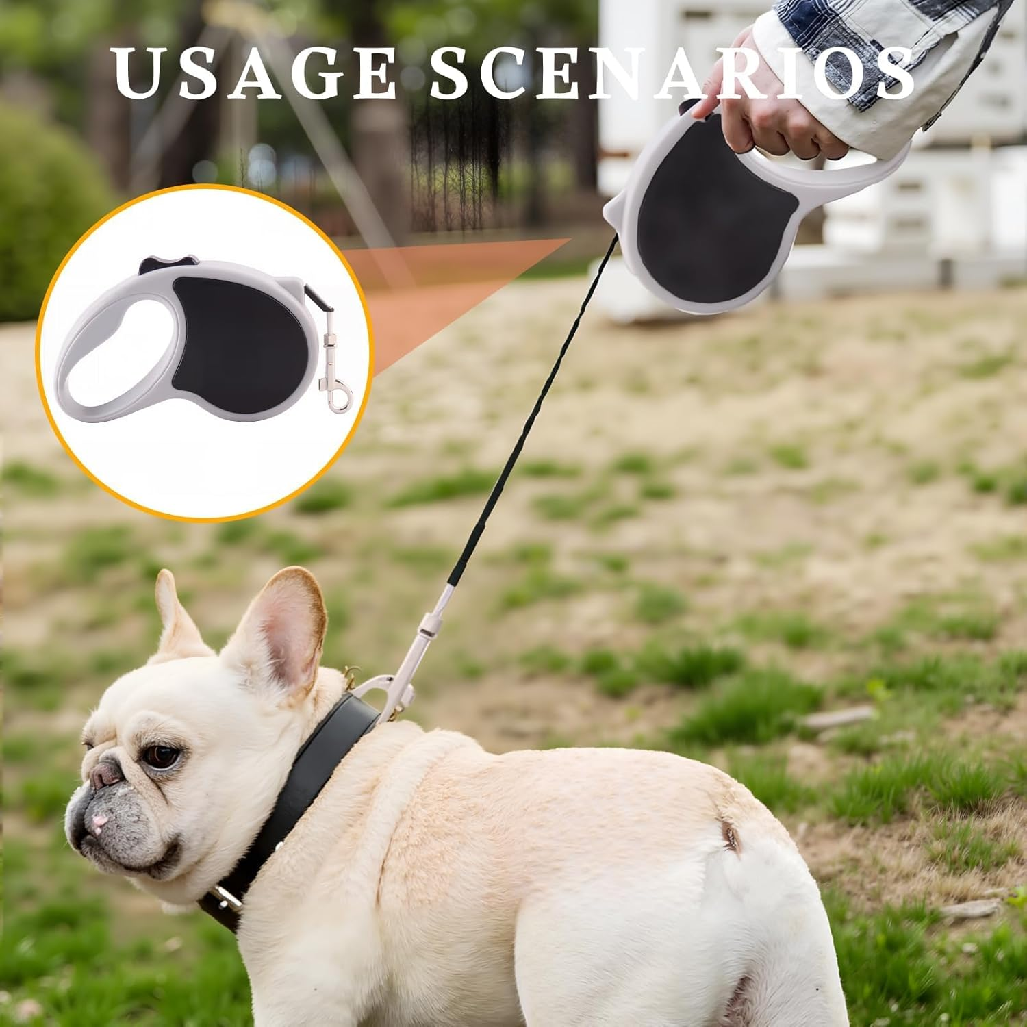 360&deg; Tangle Free Retractable Dog Lead for up to 25 Kg Dogs, 5M Long Tangle-Free Nylon Tape, One-Handed Brake, Pause, Lock System, Anti-Slip Handle Durable Dog Lead for Daily Walks (Medium, Black) image number 1