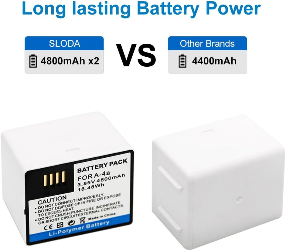 SLODA 2-Pack Camera Battery Replacement for Arlo Ultra and Pro3 VMA5400 A-4A,Dual LCD Adapter Charger for Arlo Ultra, Pro3 Security Cameras Battery image number 4