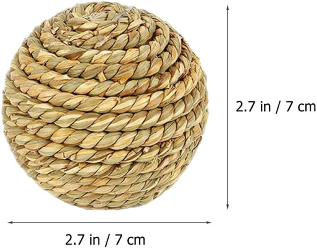 BATHVEVE 8Pcs Natural Woven Hamster Chew for Dental Health Small Pet Treats for Rabbits Guinea Pigs Rats Parrots Squirrels Agility Enhancing Play Balls image number 2