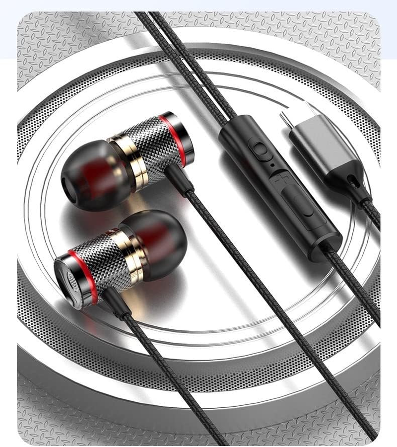 Jj-Shop24 In-Ear USB-C Headphones Sport Headset Bass for Huawei Samsung Ipad Xiaomi Google USB C Black image number 4