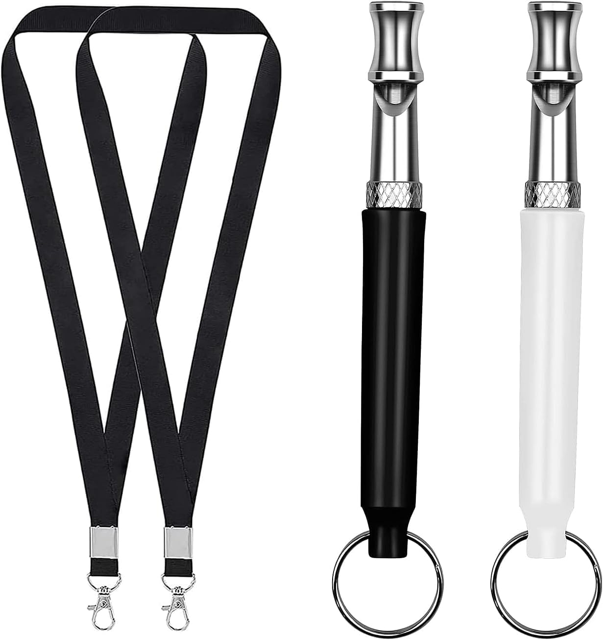 Dog Whistle Stop Barking 2-Pack &ndash; Ultrasonic Adjustable Silent Dog Training Whistle with Lanyard (Black & White), Professional Recall & Anti-Bark Tool for Dogs, Portable for Hiking/Park/Home image number 2