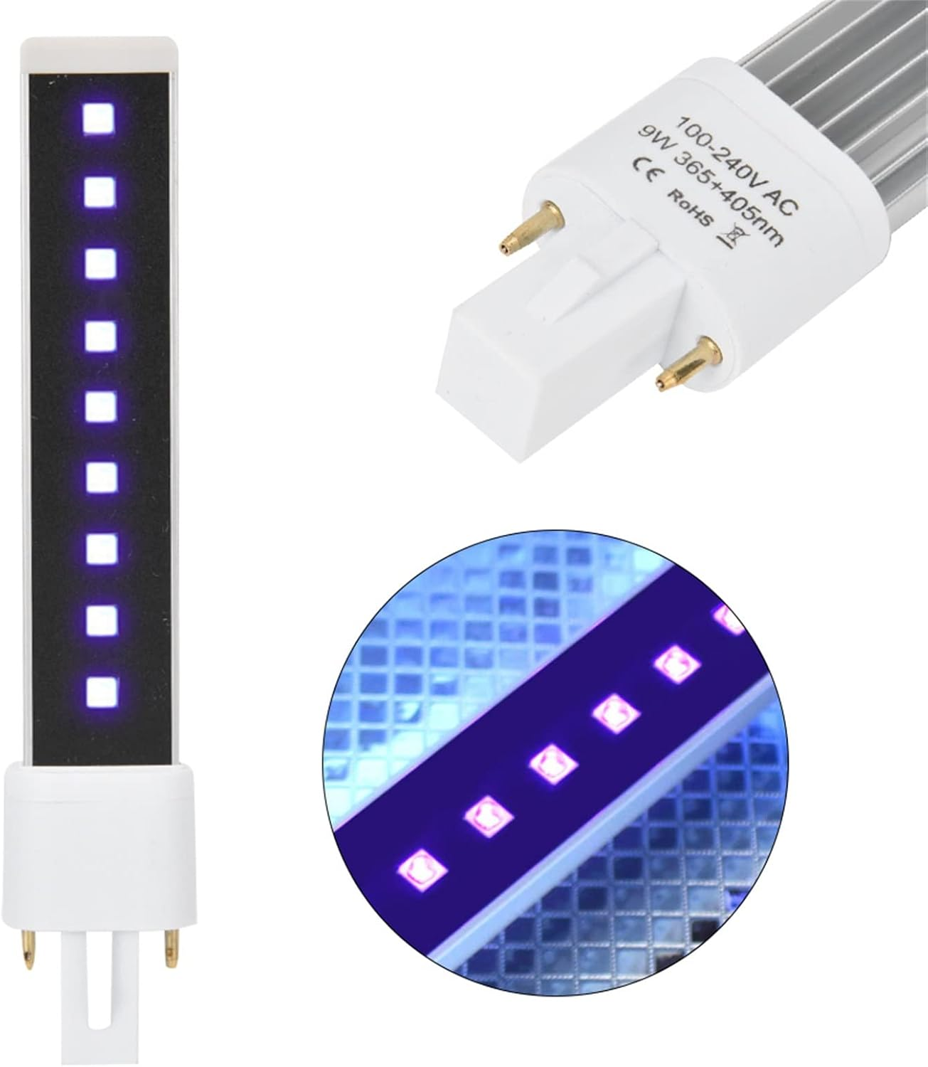 Nail Lamp Bulb High Luminous Efficiency 365+405Nm Double Light Source for Fast Nail Curing 9W Aluminium Alloy 1Pc image number 4