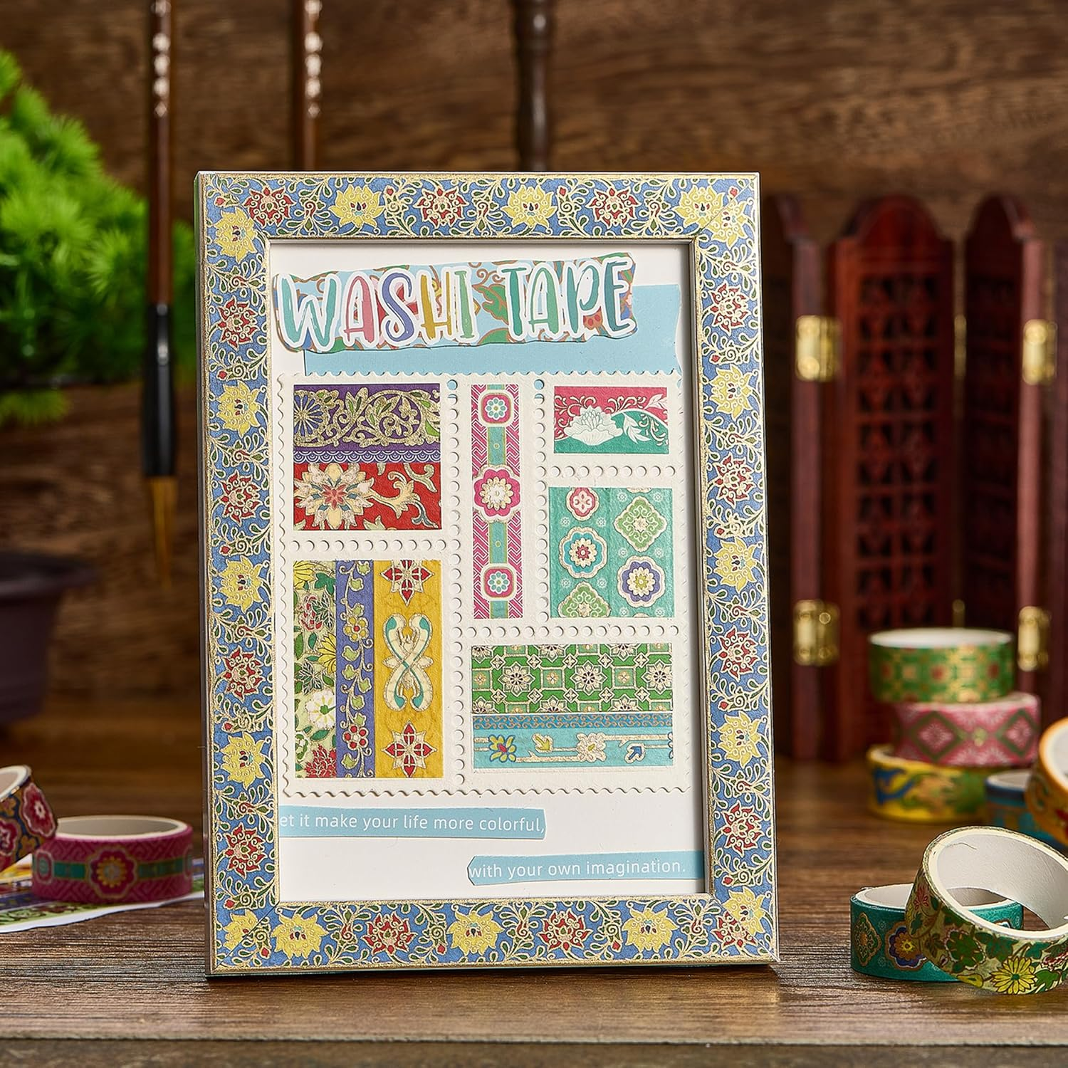 YUBBAEX 20 Rolls Chinoiserie Washi Tape Set Exotic Arts Masking Tape Gold Foil Floral Decorative for DIY Crafts, Bullet Journal Supplies, Planners, Scrapbook, Card/Gift Wrapping image number 2