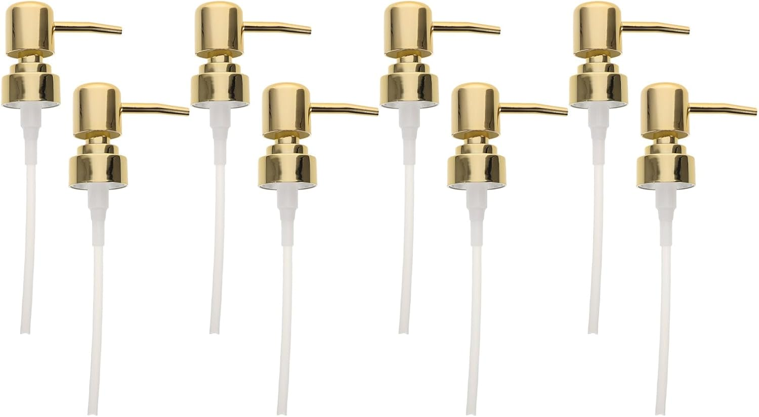 DECHOUS 8Pcs Soap Dispenser Pump - Gold Plastic Soap Pump for Lotion Shampoo - Fits Regular 28Mm Bottles - Replacement Dispenser Top for Kitchen and Bathroom Lotion Refill