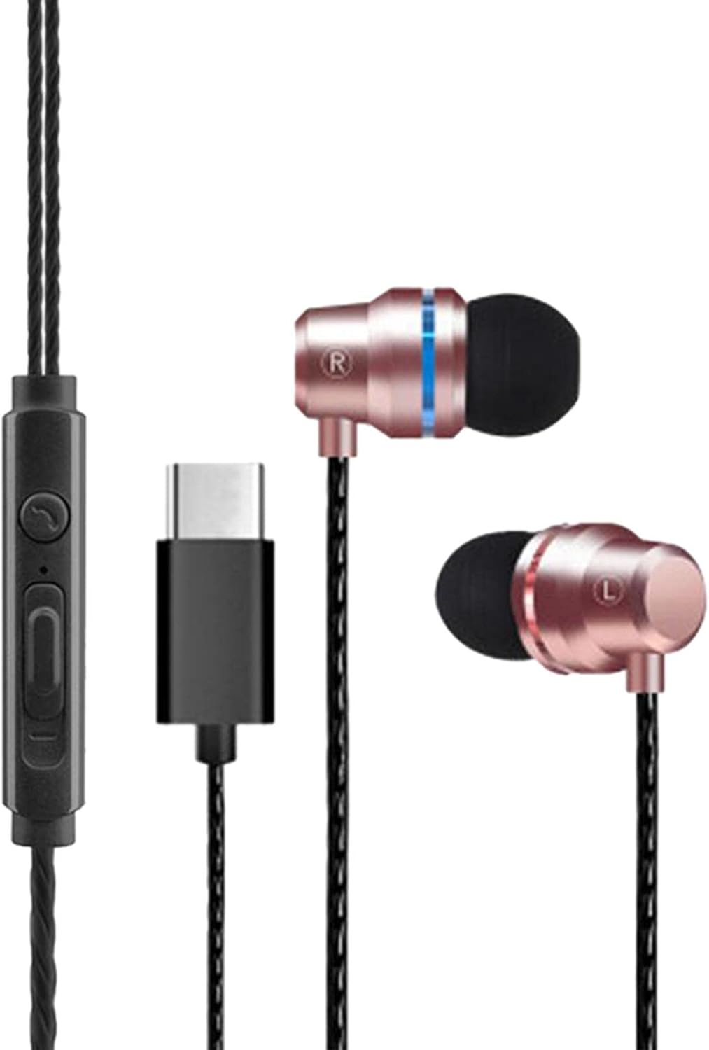 Eigell Universal Durable USB Headphones Earbuds Rose Gold image number 5