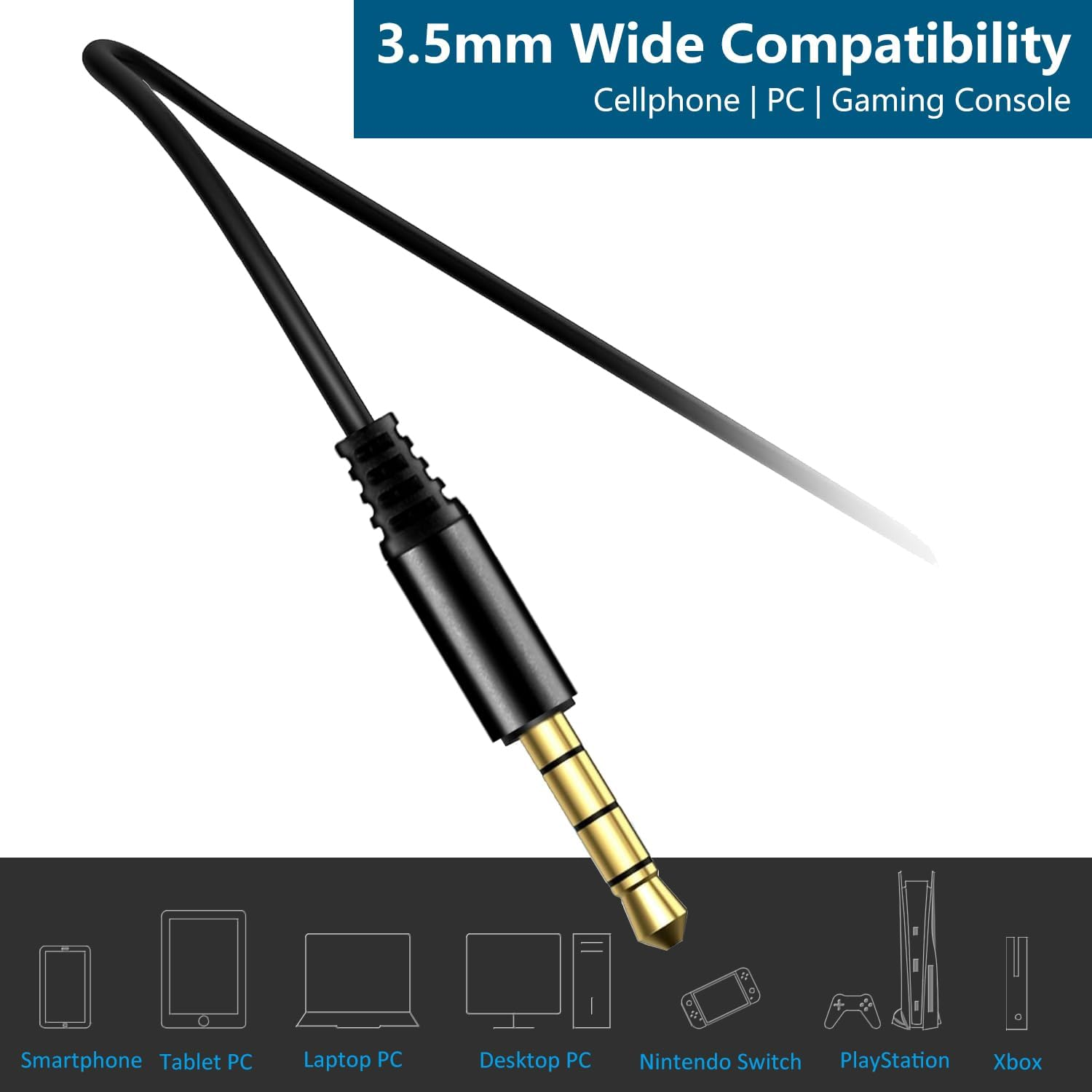 Wired 3.5Mm In-Ear Earbuds Headphones with Wrap-Around Hooks, Gaming Headset & Boom Mic for Mobile & PC, Xbox Series X/S, Xbox One, PS5, PS4, Playstation, Switch [Lightweight & Secure Fit] image number 4