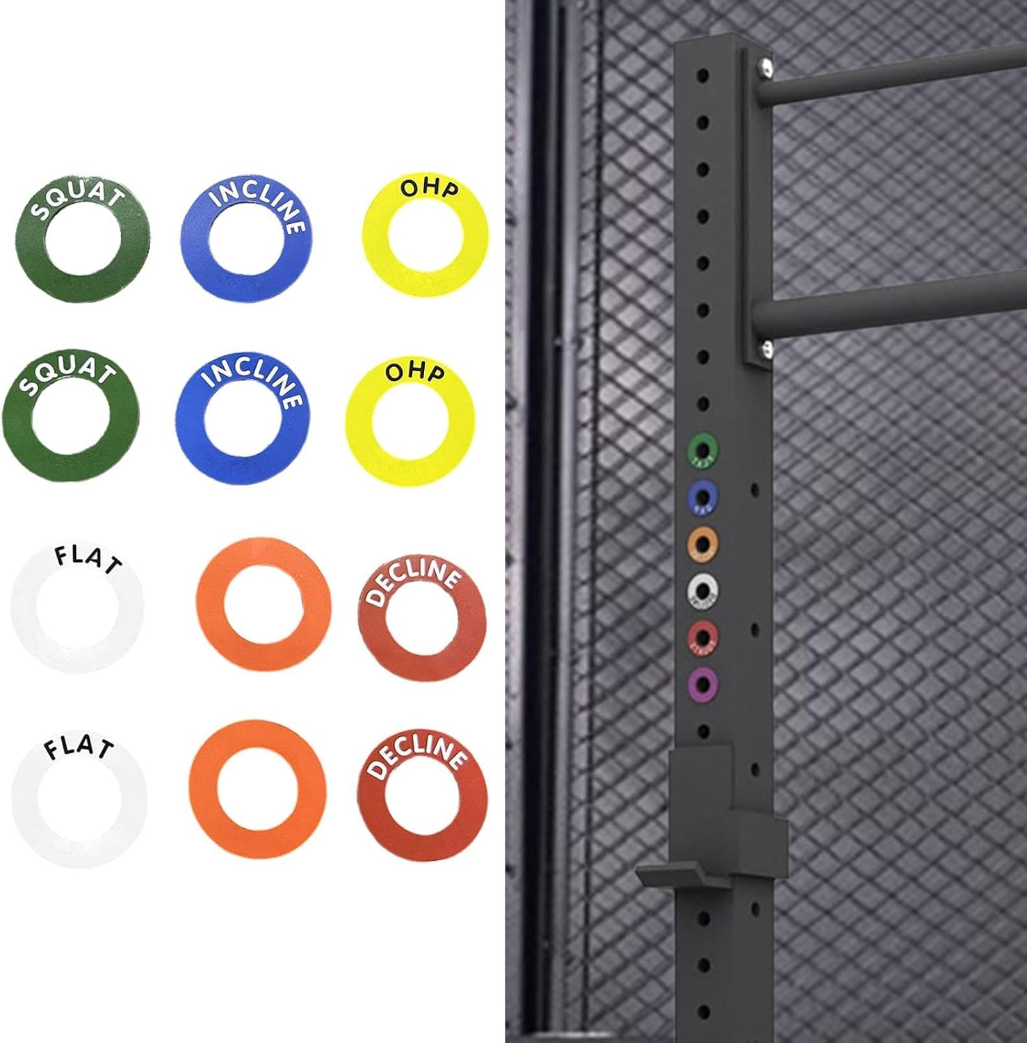 Frediuo 12 Pieces Barbell Markers Power Squat Rack Markers Squat Rack Position Markers for Bench Press image number 2