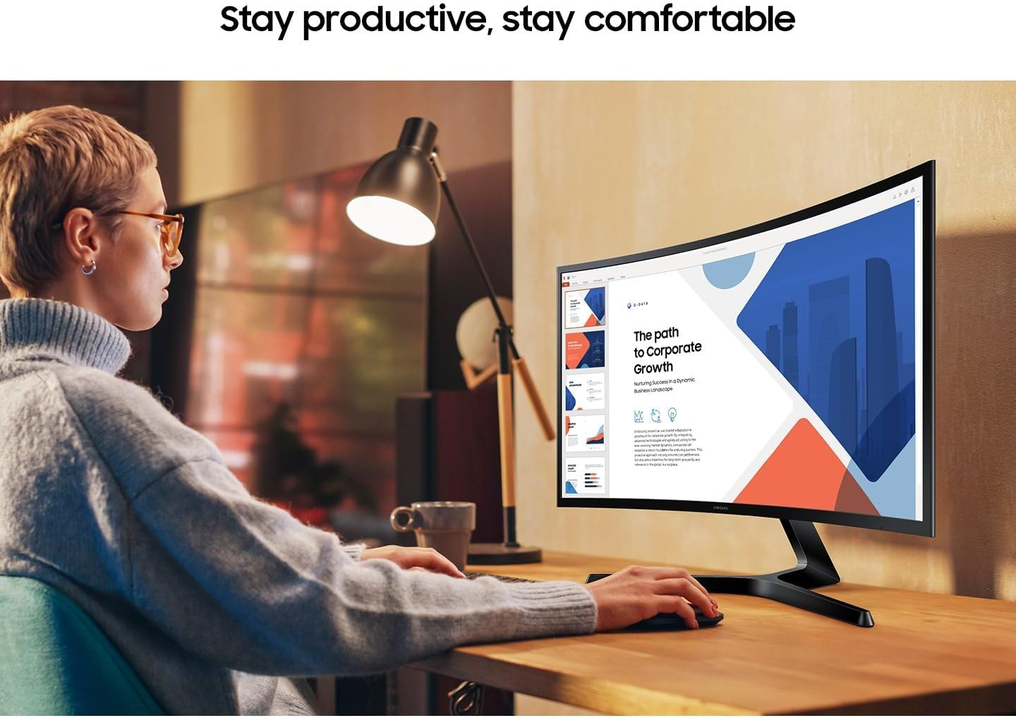 Samsung S36GD, 24-Inch Curved Monitor, 1920X1080, HDMI 1.4/D-Sub, 100Hz, Basic Stand, Advanced Eye Comfort image number 2