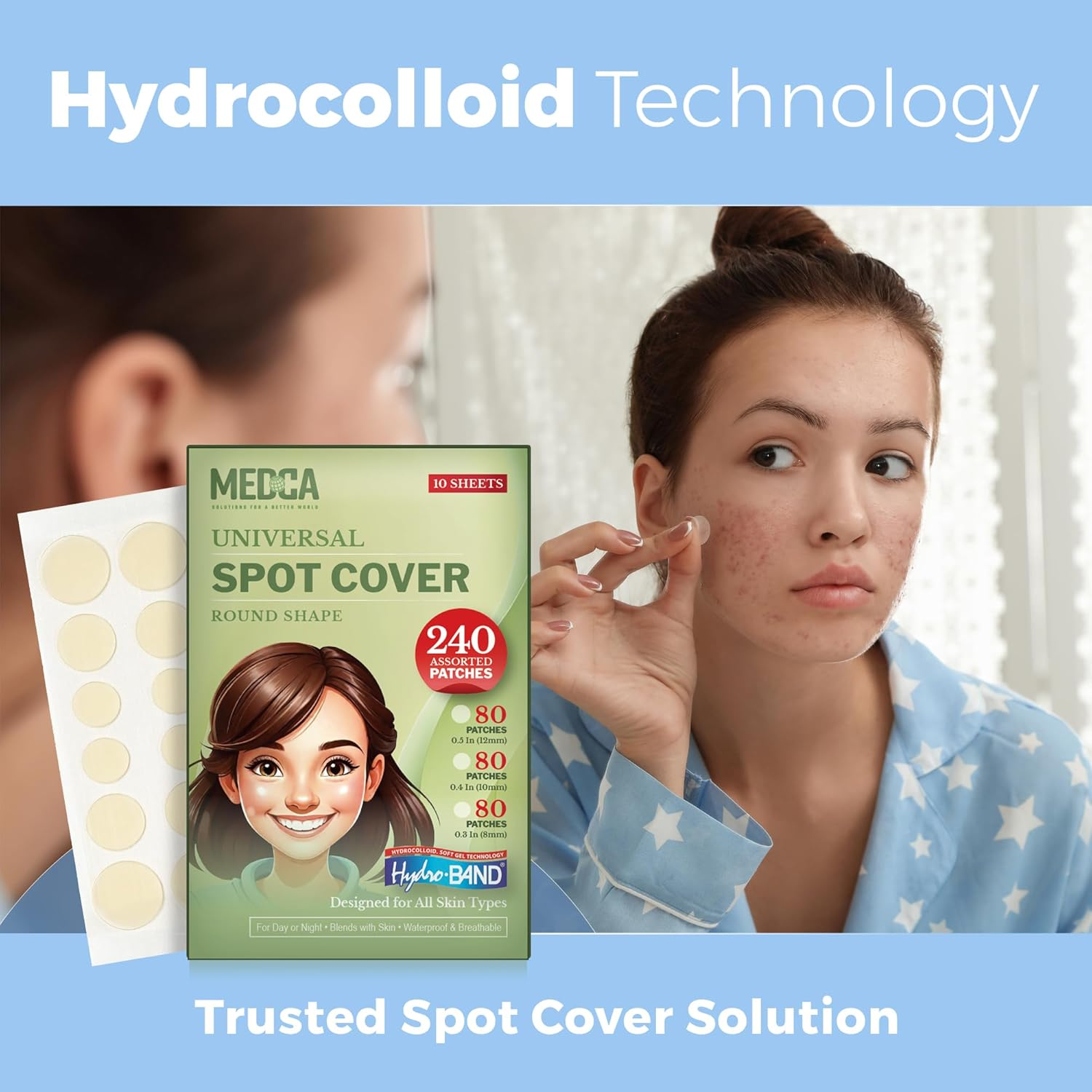 Invisible Spot Cover &ndash; Absorbing Cover, Hydrocolloid Covers, Facial Stickers &ndash; Clear Adhesive Patches in 3 Sizes (240 Count) image number 4