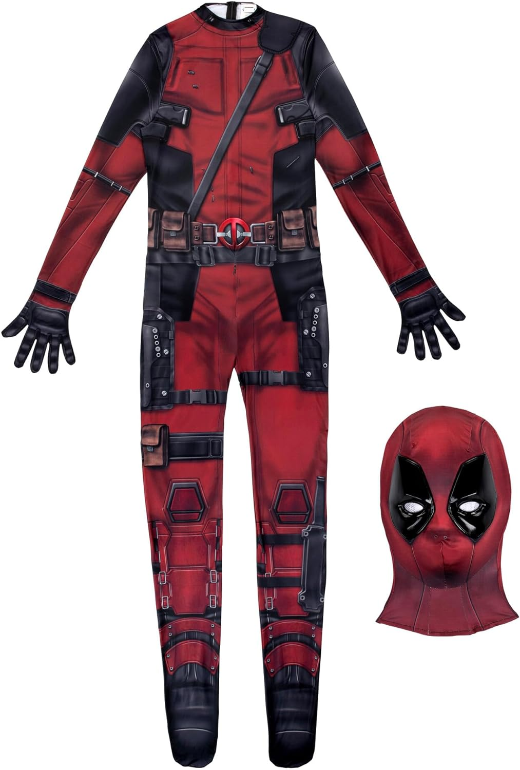 Marvel Deadpool Official Adult Deluxe Zentai Costume - Deluxe Two-Way Stretch Spandex with Invisible Zippers and Wrist Openings for Added Convenience - Large Multi image number 1