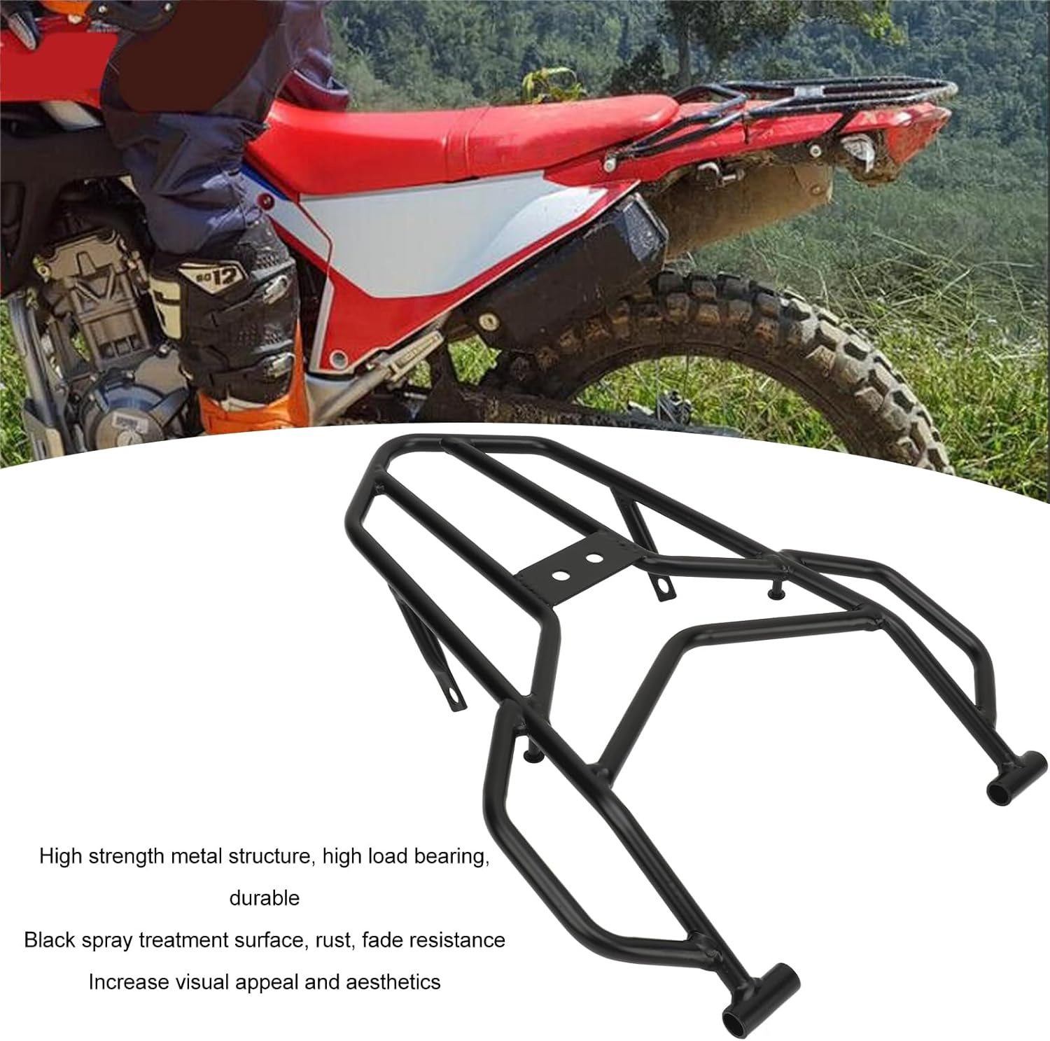 Gernie Motorcycle Luggage Rack, Rear Cargo Carrier Shelf Holder, Fit for CRF300L CRF300 CRF250L CRF250, Increased Storage Space image number 2