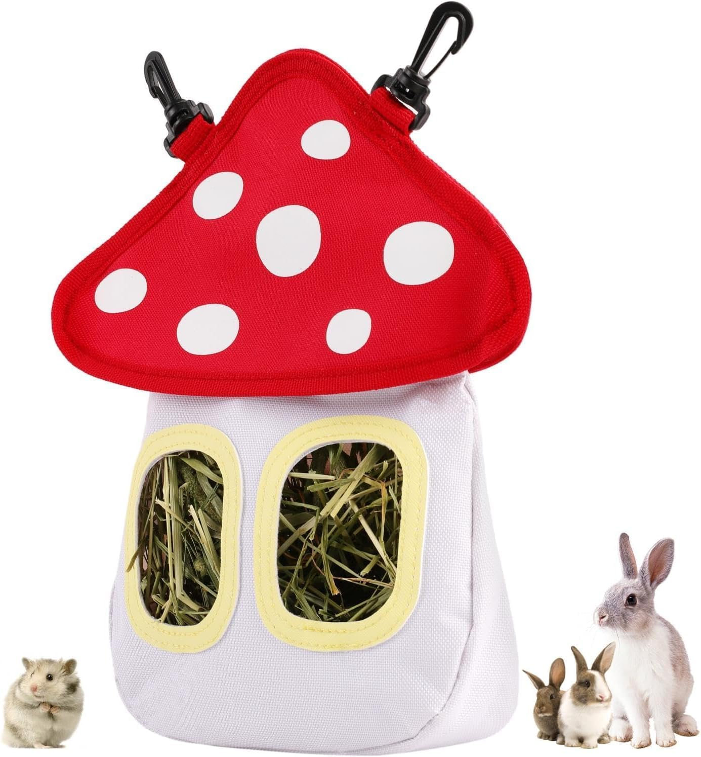 Cozioz Mushroom-Shaped Rabbit Hay Feeding Bag &ndash; Adorable Hanging Feeder for Rabbits, Guinea Pigs, and Hamsters. Ideal for Easy Feeding and Fun Decor image number 5
