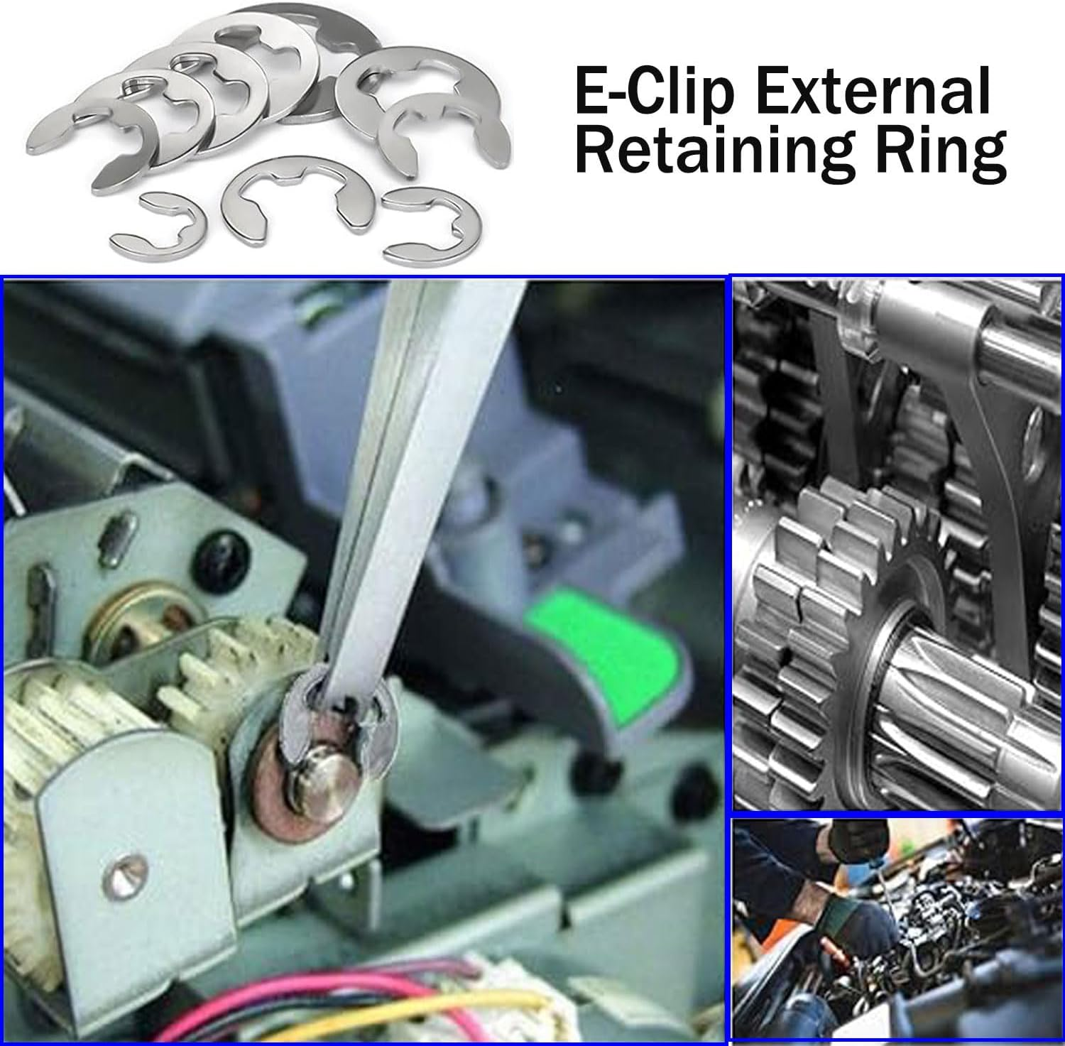 290Pcs 304 Stainless Steel E-Clip Assortment Kit, External Retaining Ring Assortment Set, Snap Ring Clip, 13 Sizes 1.2-15Mm E Circlip Retainer Rings for Bearings, Gears, Pulleys and Axles image number 5