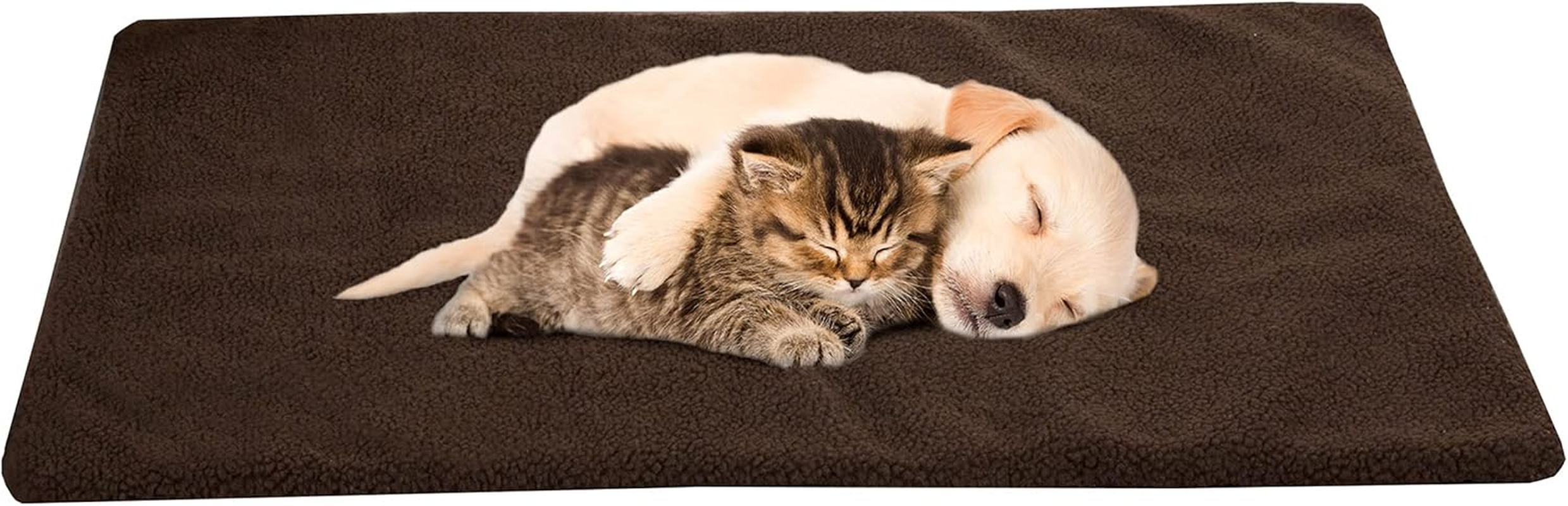 Self-Warming Cat Bed - 36X24 Thermal Pet Mat, Bed Liner, or Self-Warming Crate Pad with Soft Sherpa Top for Dogs, Cats, Pets by PETMAKER (Brown) image number 2