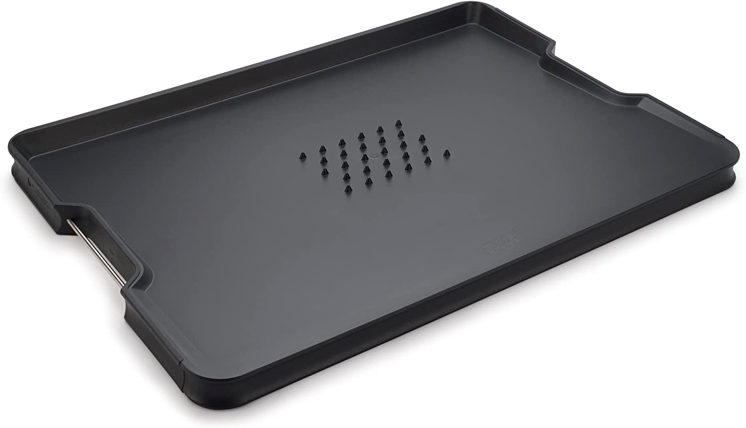 Joseph Joseph Cut&Carve plus - Non-Slip, Multi-Function, Double-Sided Chopping Board for Food Preparation and Carving- Dishwasher Safe, Large &ndash; Black