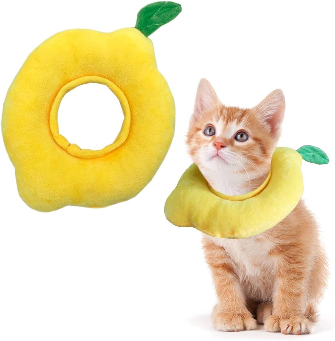 Pet Soft Lemon Adjustable Recovery Collar - Cat & Kitten Elizabethan Collar for after Surgery & Wound Healing