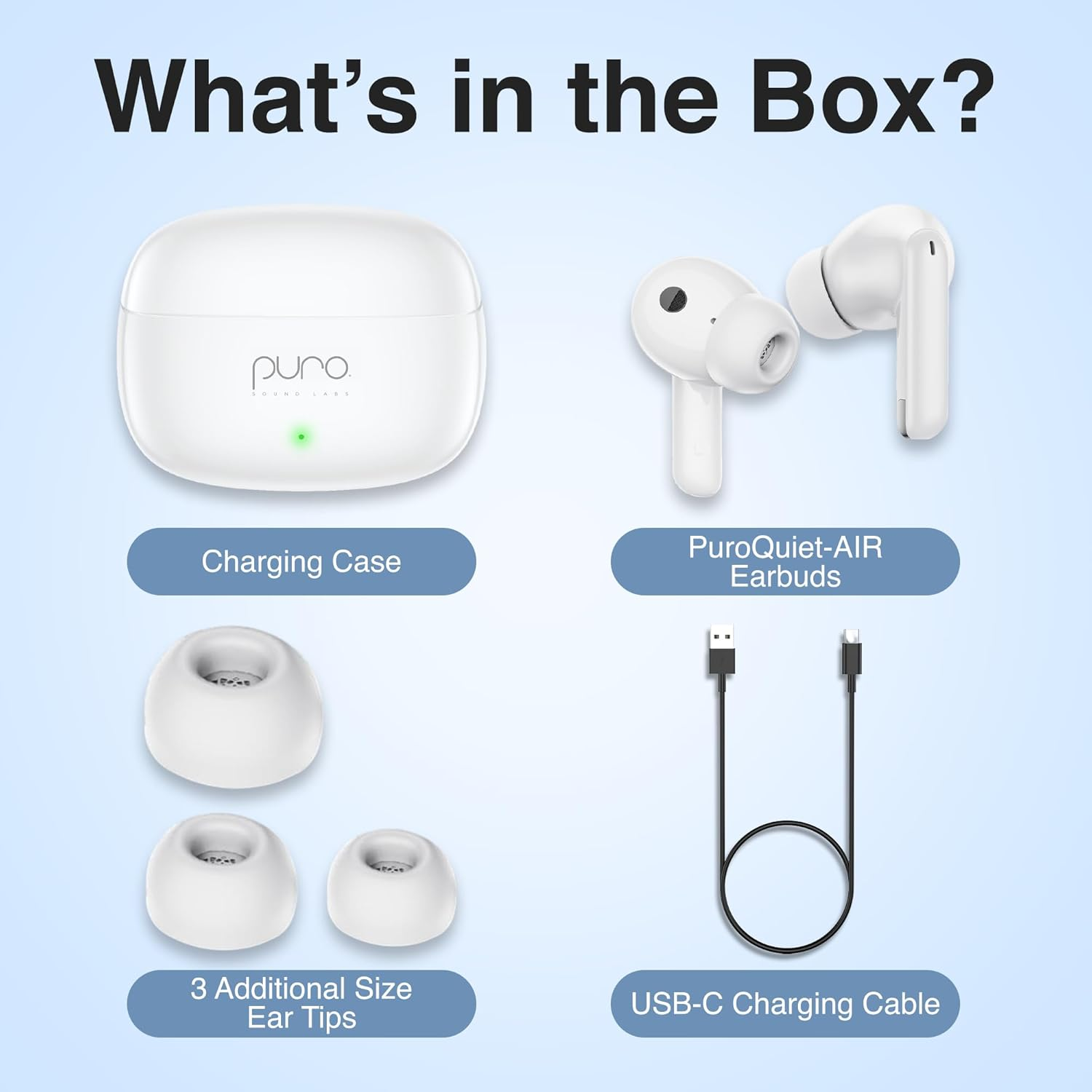 Puro Sound Labs Puroquiet-Air- Volume Limiting, True Wireless, Active Noise Cancelling Earbuds with Built-In Microphone