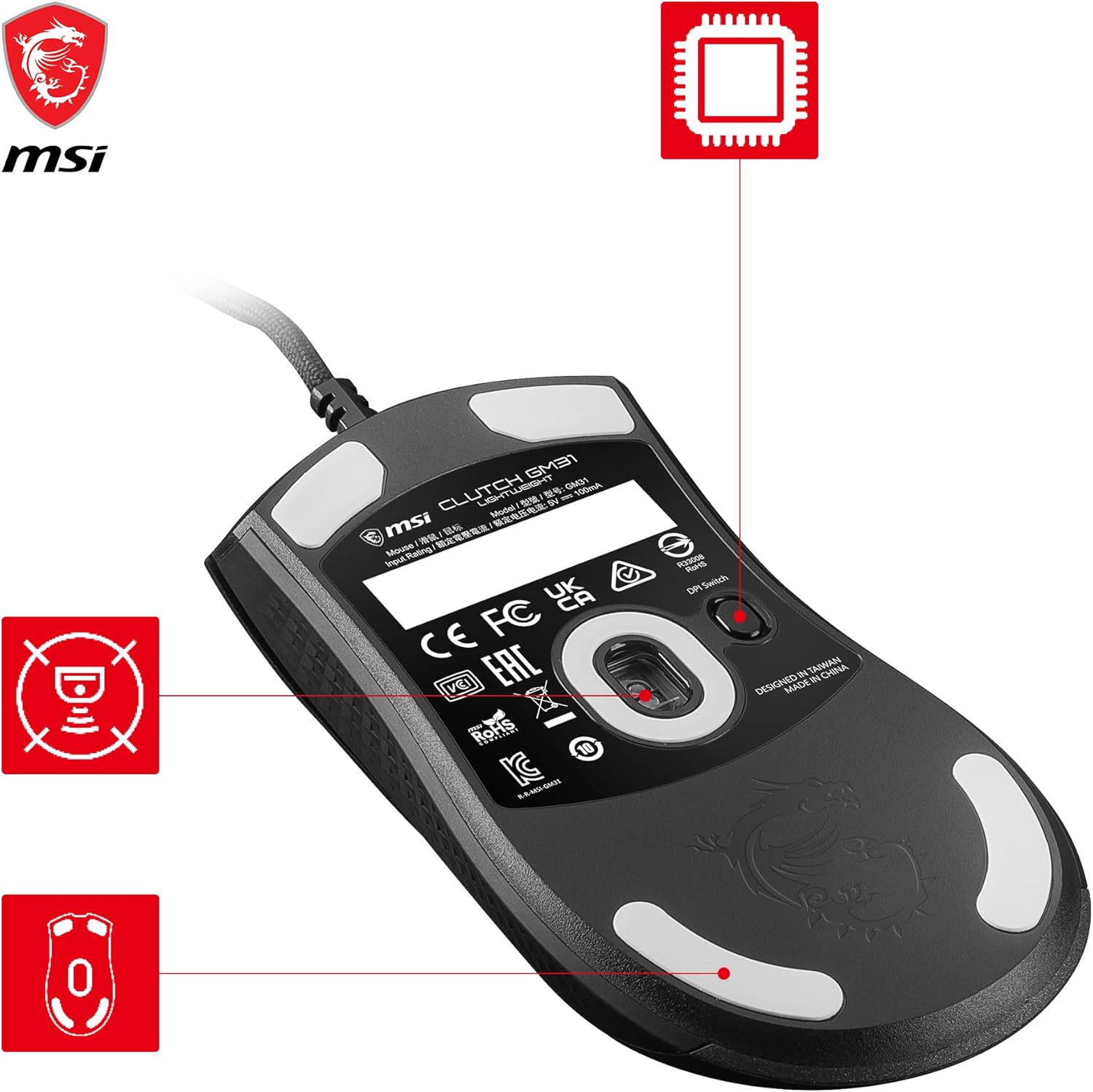 MSI CLUTCH GM31 Lightweight Gaming Mouse