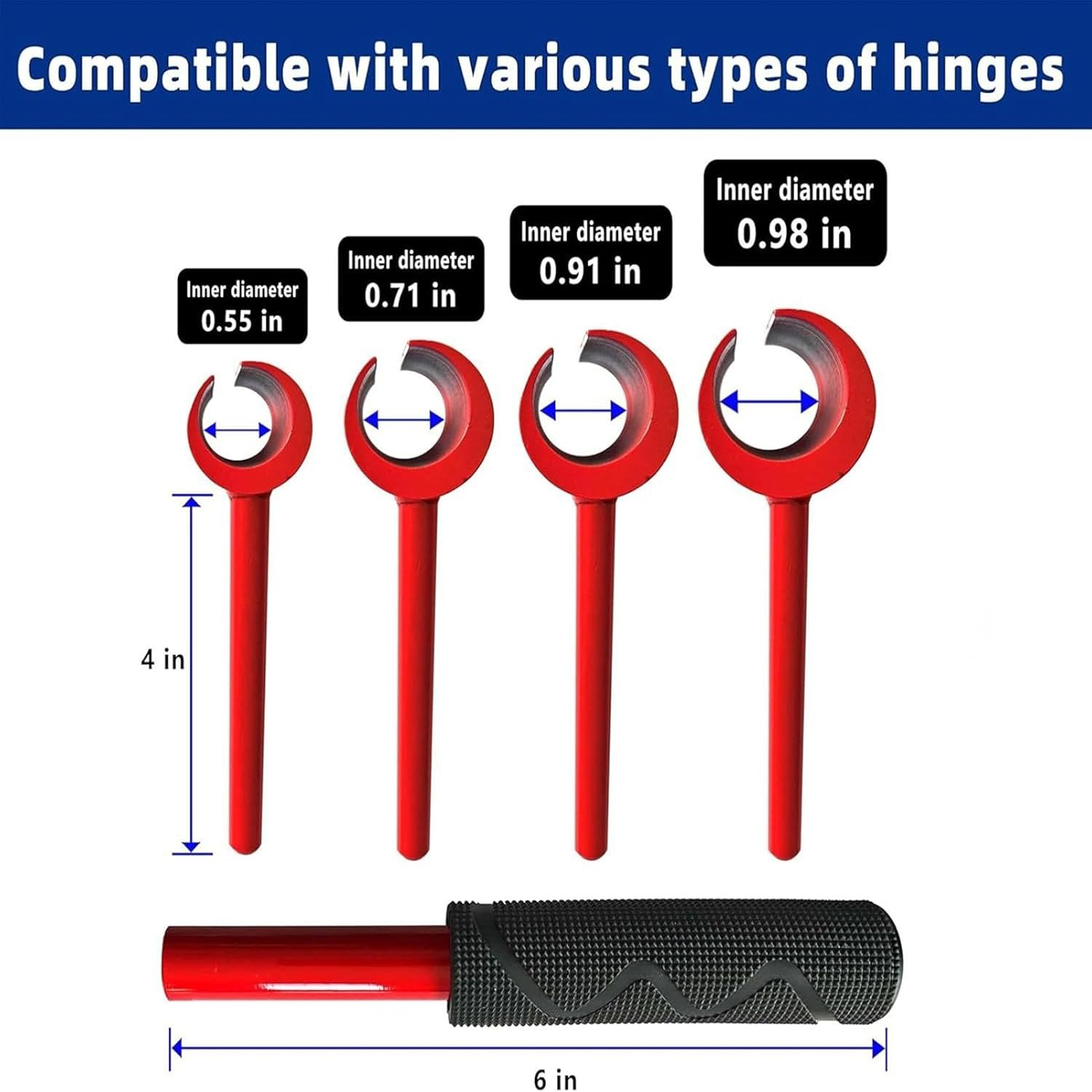 Hinge Gap Adjusting Wrench, 14Mm 18Mm 23Mm 25Mm Door Hinge Adjustment Tool for Residential and Commercial, Door Hinges Repair Tool for Various Doors Hinges Gaps image number 4