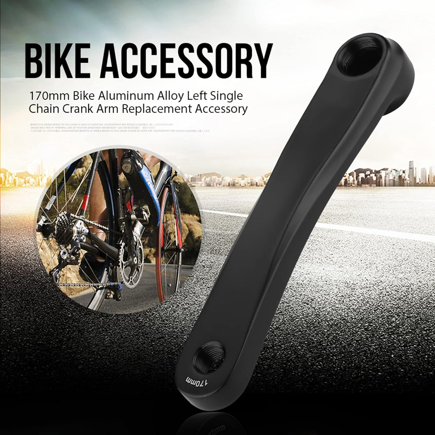 Bicycle Crank Arm, 170Mm Bike Crank Leg Left Aluminum Alloy Single Speed Crankset for Bicycle Mountain Road Bike Bikes Part Bike Crank Leg, Square Rhombic Hole (Sliver2) image number 6