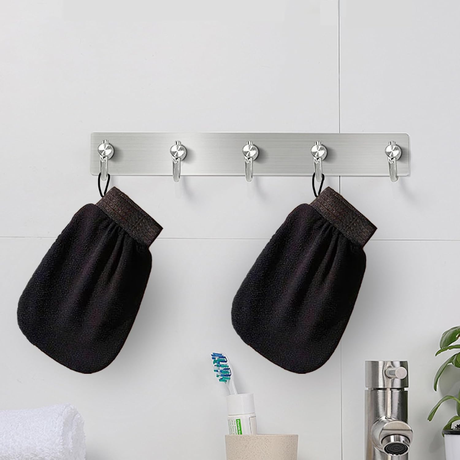 Suytvenxau Exfoliating Gloves - Body Scrub Gloves for Removing Dead Skin - Korean-Style Exfoliating Towels for Women and Men - Perfect Preparation before Tanning - Black Pairs image number 4