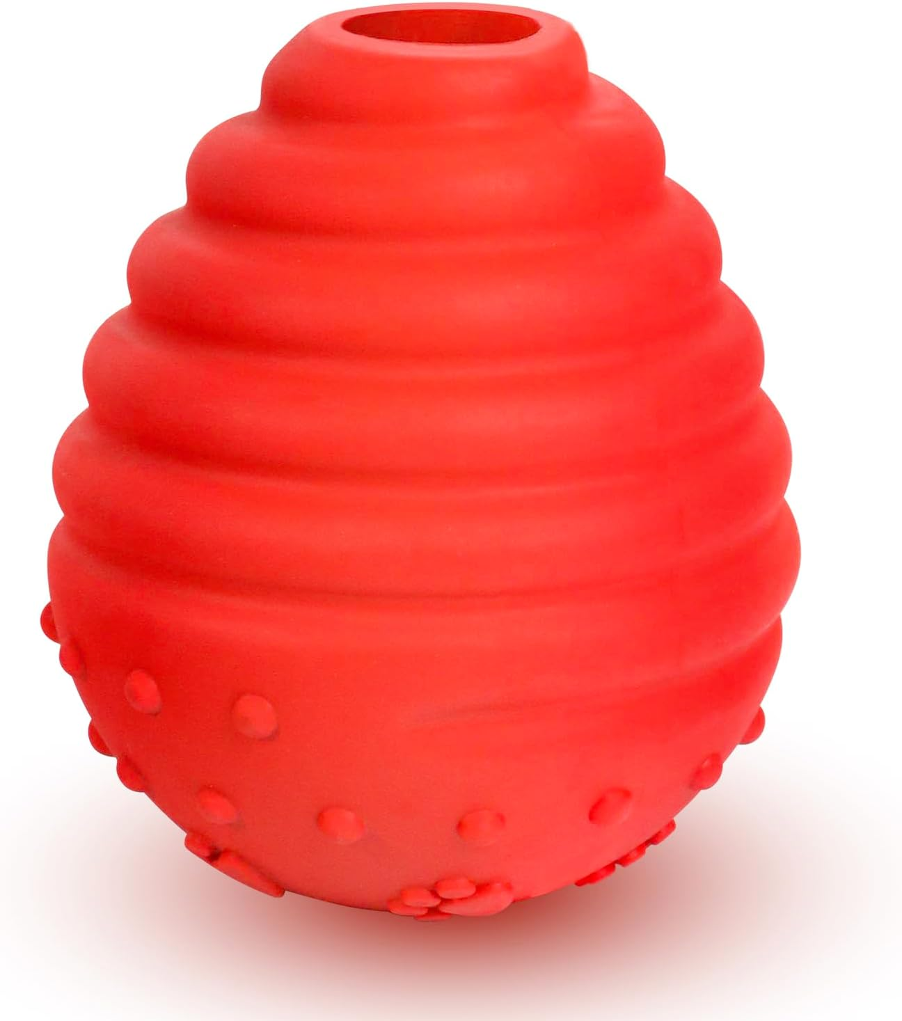 Dog Chew Toy, Interactive Treat Dispensing Puzzle Toy, Tough Rubber Teething Ball for Large Medium Breed (Red)