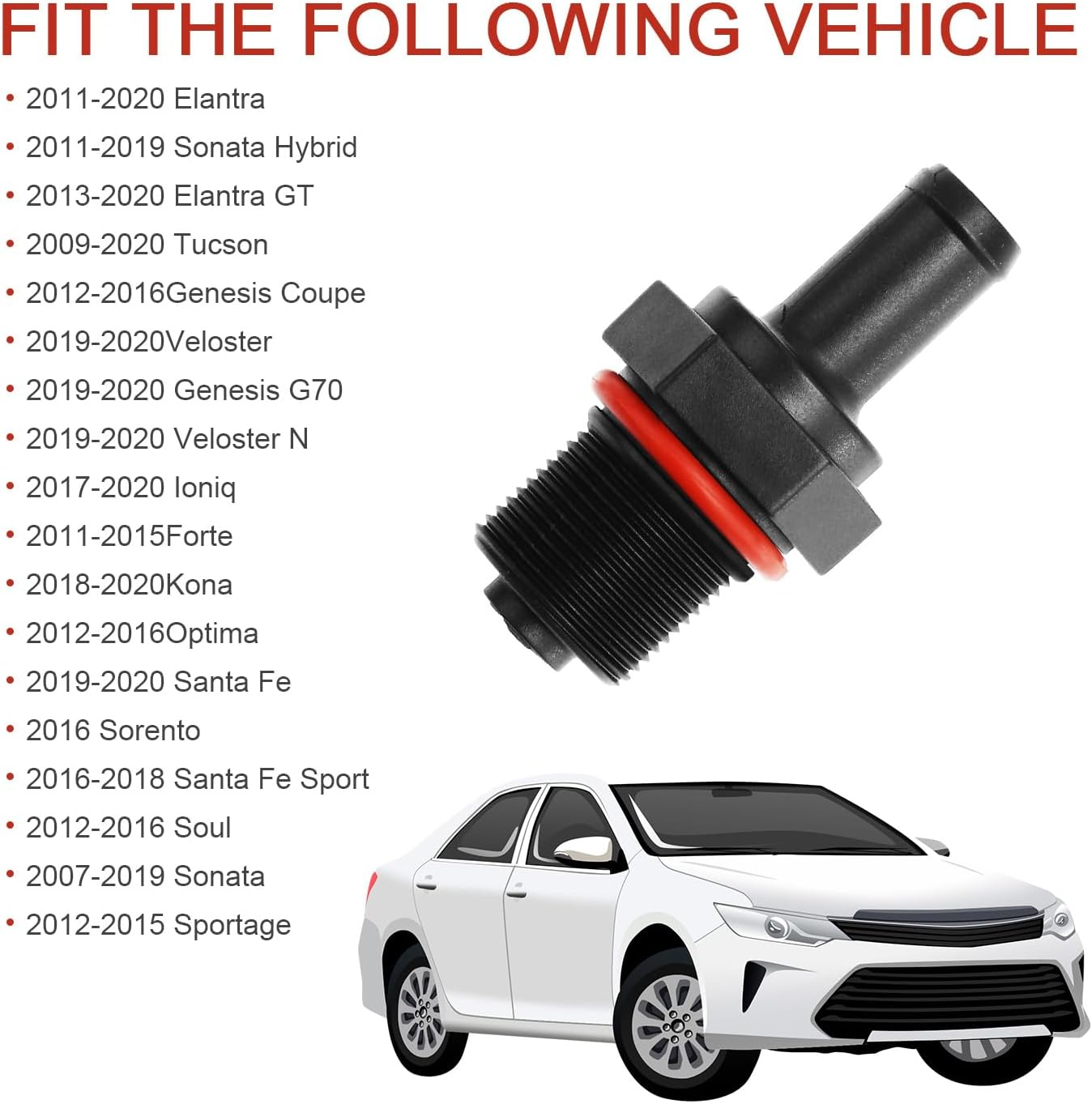 26740-2G000 045-0404 PCV Valve Replacement Compatible with Hyundai Elantra Sonata GT Genesis Coupe Kona Santa Fe Tucson, Forte Soul Optima Rondo Seltos Sorento 1.6L 1.8L 2.0L 2.4L 3.3L PCV490 image number 6