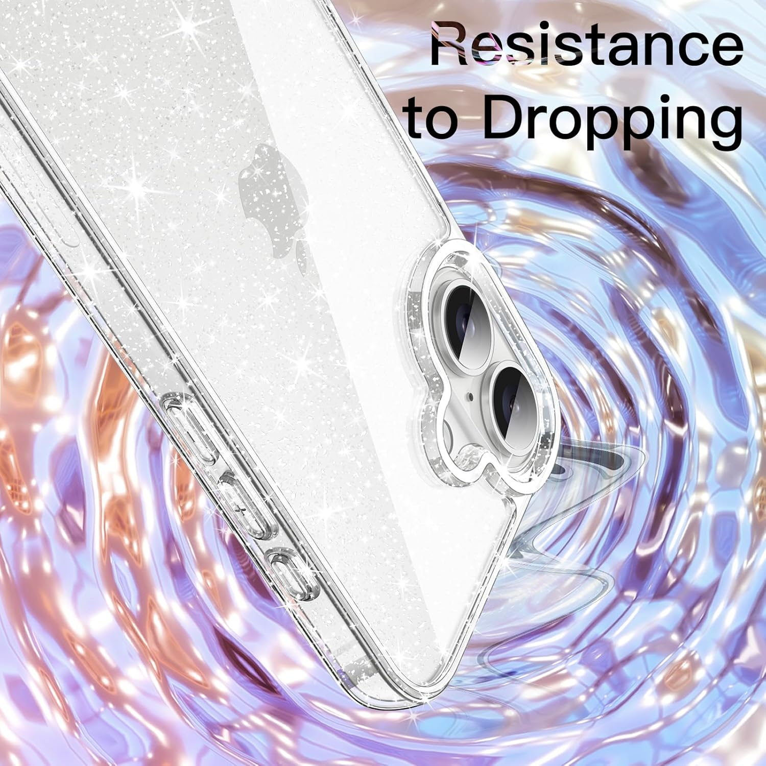 Jetech Glitter Case for Iphone 16 6.1-Inch, Bling Sparkle Shockproof Phone Bumper Cover, Cute Sparkly for Women and Girls (Clear) - Light Pink image number 7