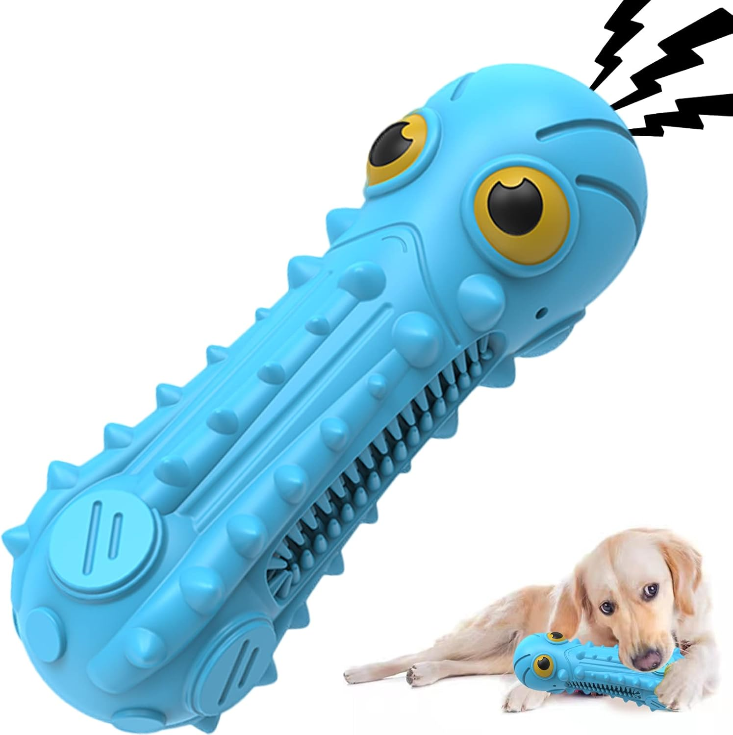 ZIKATON Dog Squeaky Toys for Aggressive Chewers, Durable Dog Chew Toys for Large Medium Breed Dog, Dog Toys, Tough Durable Dogs Toys with Natural Rubber (Bule, for Larege Dogs)