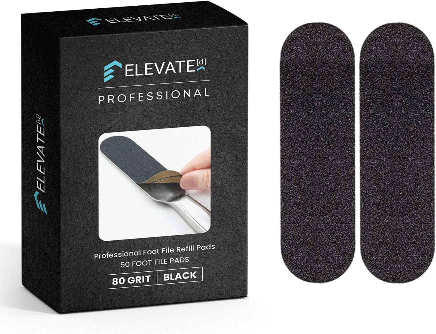 Professional Pedicure File Refills - Pack of 50 Foot File Replacement Pads - Black - Disposable Foot Files for Pedicures - Pedi Foot File Pads with Water Resistant Strong Adhesive (80 Grit) image number 4