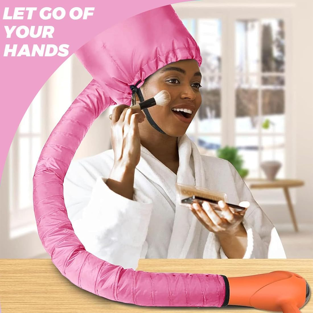 PNPGDYK Attachment for Hair Dryer, Helmet Drying Cap for Hair, Hair Dryer with Elastic Band for Hair Dryer Hood Attachment, for Women and Girls, Wet, Thick Hair image number 6