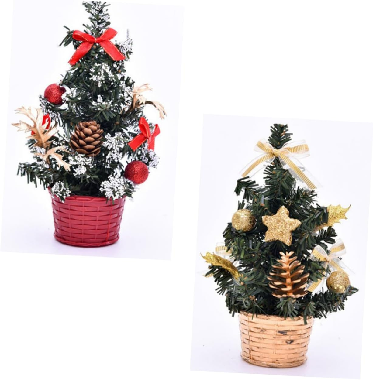 Outanaya 2Pcs Miniature Christmas Tree Model Lifelike Desktop Xmas Tree Decor for Home Party