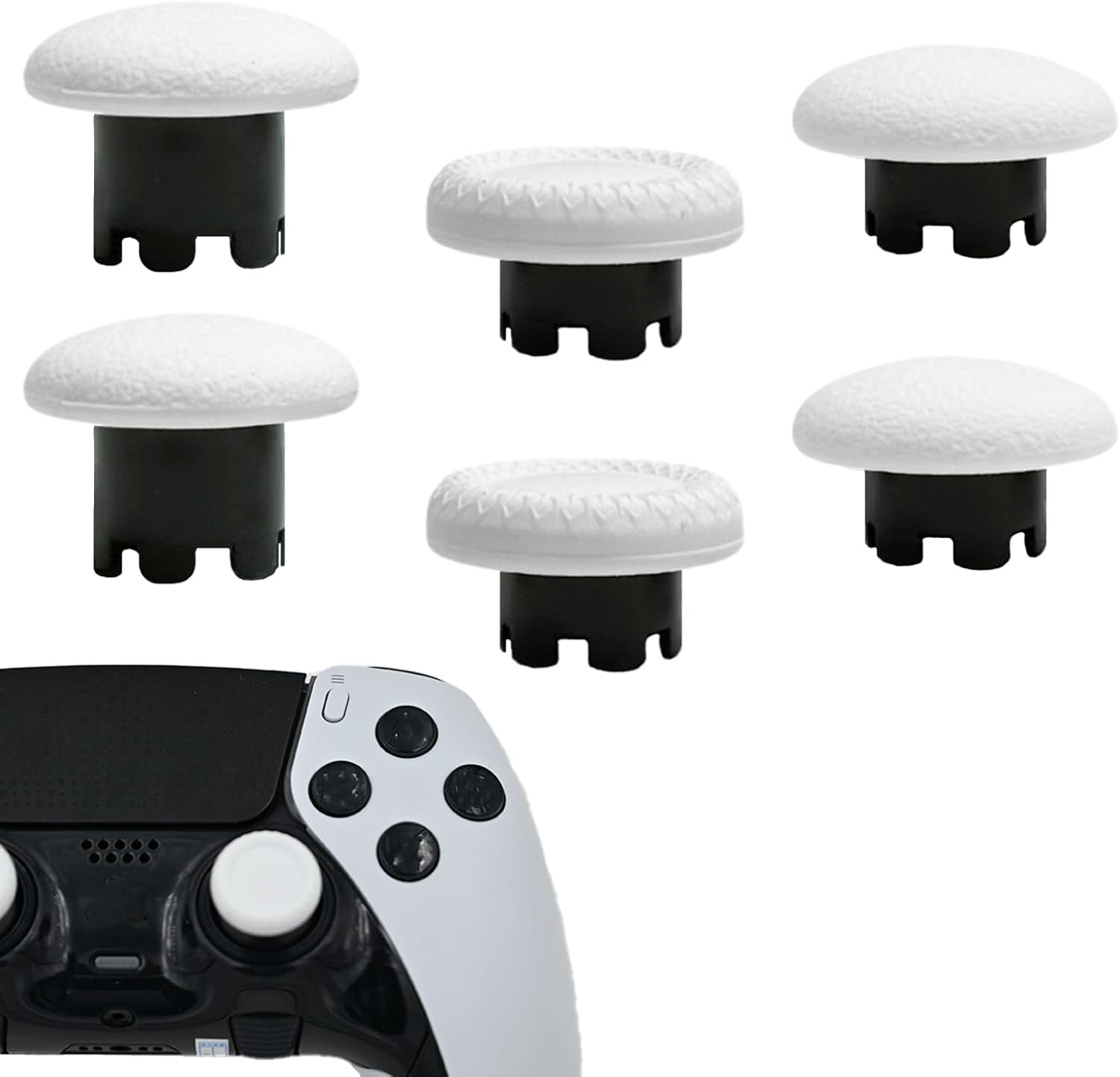 6 in 1 Interchangeable Thumbsticks for PS5 Dualsense Edge Controller,Thumbsticks Analog Joysticks Kits,Replacement Joysticks Parts for PS5 Dualsense Edge Controller(White)