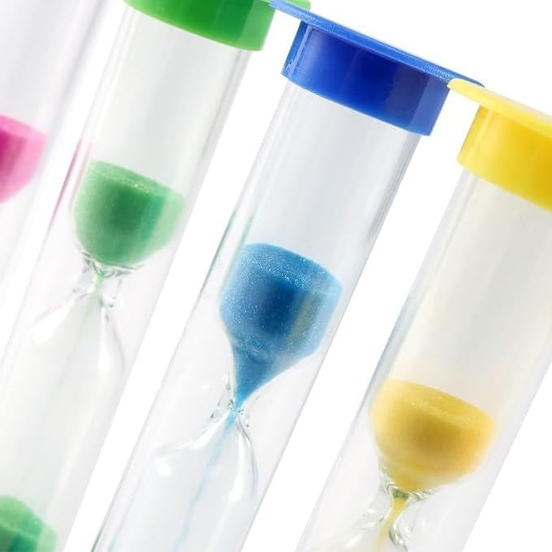 4 Colors 2 Minute Sandglass Timer, Plastic Hourglass Timer, Mini Sand Clock Timer, Time Management Game, Countdown Toy, Blue, Pink,Orange, Green image number 1