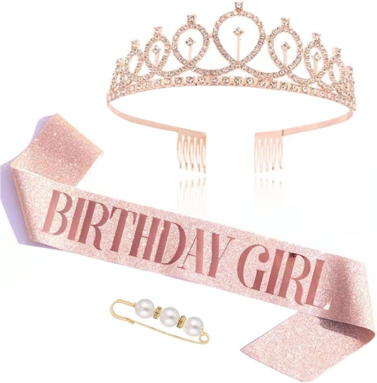 Birthday Party Crown and Sash Set, Birthday Girl Sash and Rhinestone Tiara Kit, Birthday Gifts for Women Birthday Party Supplies image number 3