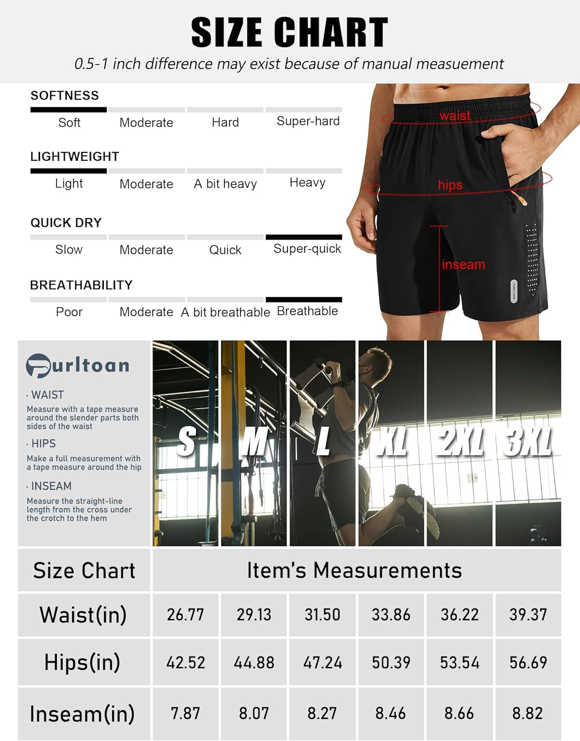Zoofly Gym Shorts for Men Quick Dry Fitness Sports Running Shorts Mens Soft Breathable with Zip Pockets image number 4