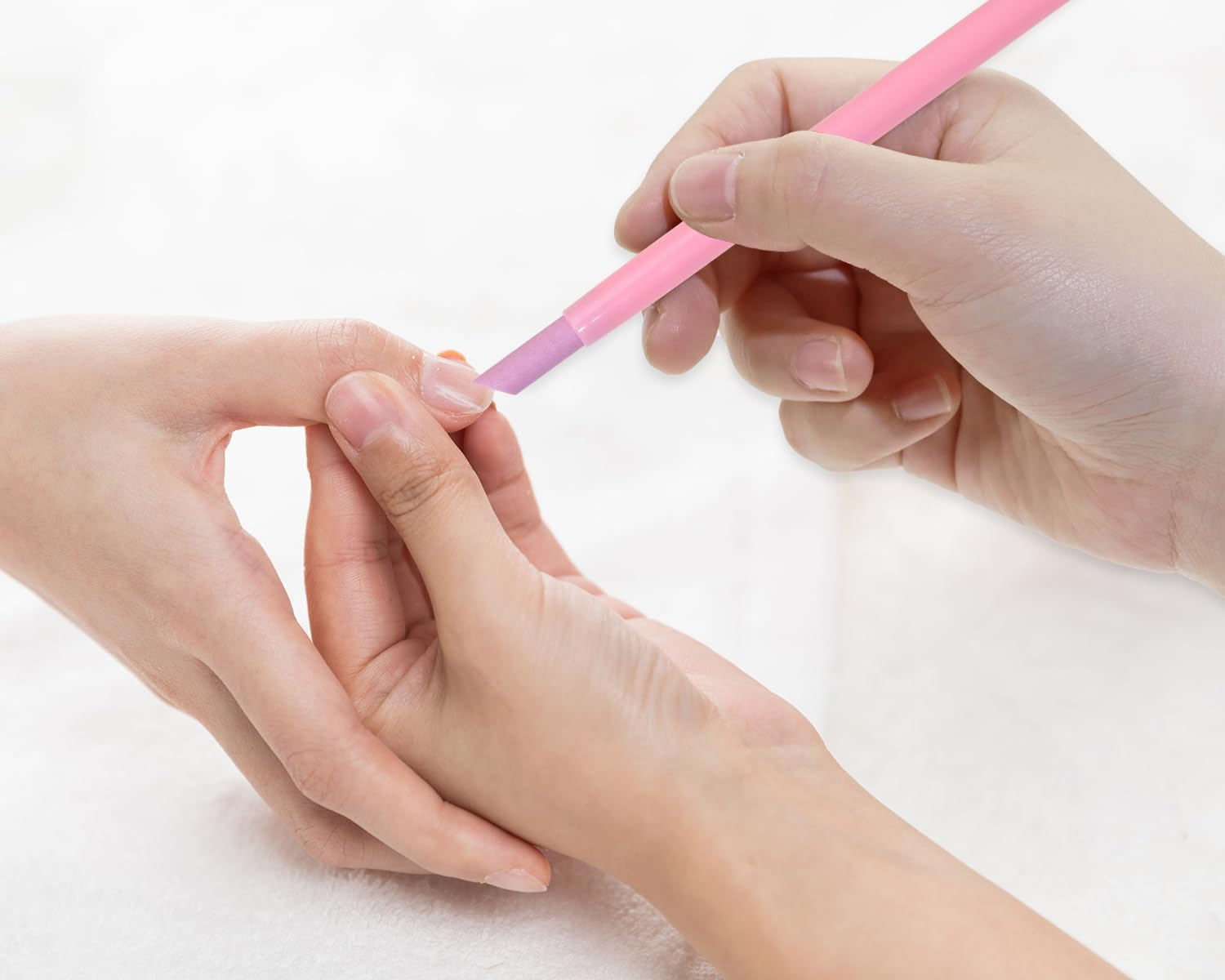 ONLYKXY 10Pcs Pumice Stone Nail Cuticle Pushers Plastic Handle Trimmer Cleaning Cuticle Remover Stick Nail File Art Manicure Pedicure Tools for Nails Cuticles Fingernail Care (Pink) - Pink image number 2