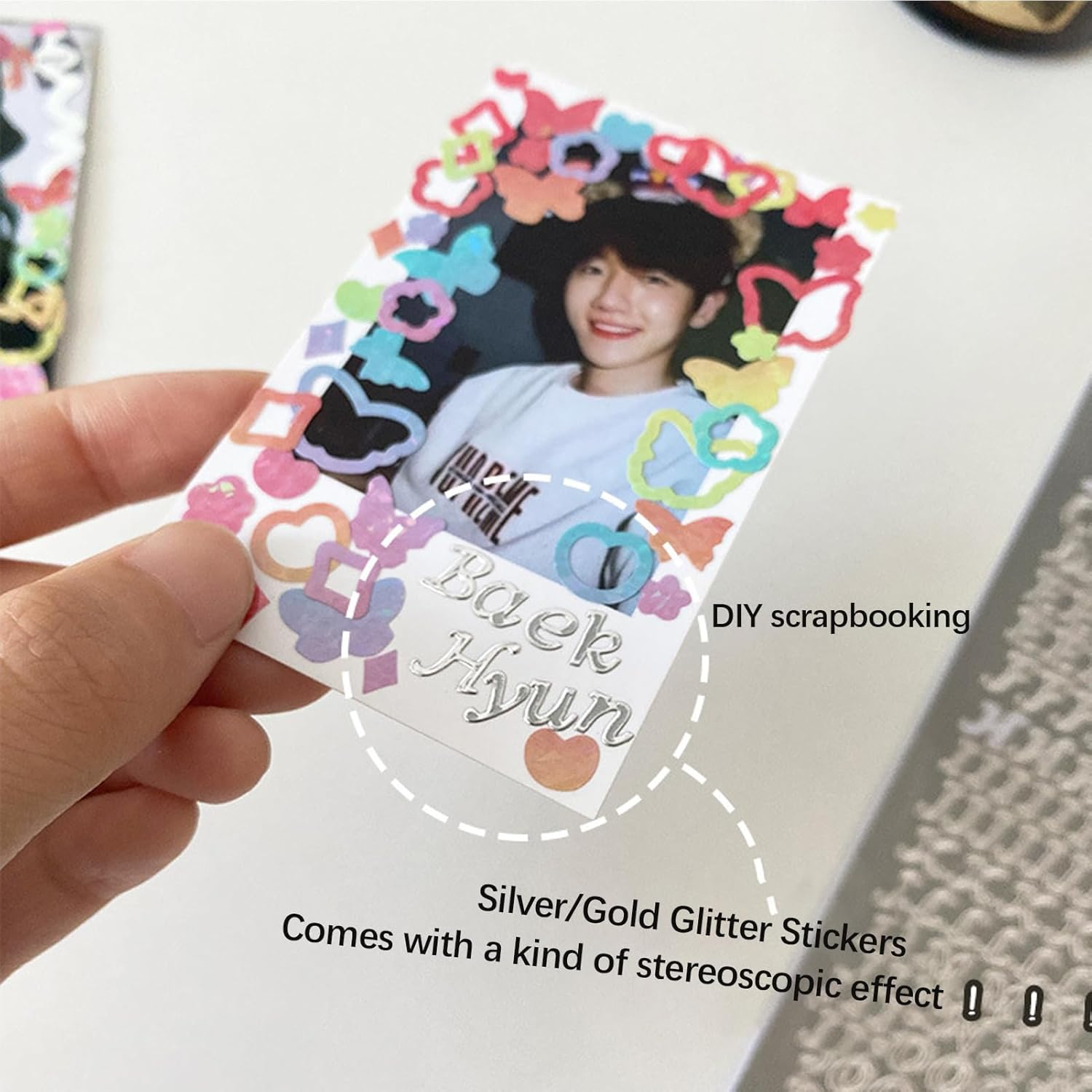 Alphabet Number Letter Stickers, Silver Gold Glitter, Black White, Upper Lower a to Z Letter & 0-9 Number Stickers, PVC Self-Adhesive for Photo Scrapbook Decoration (Silver+Gold) image number 2