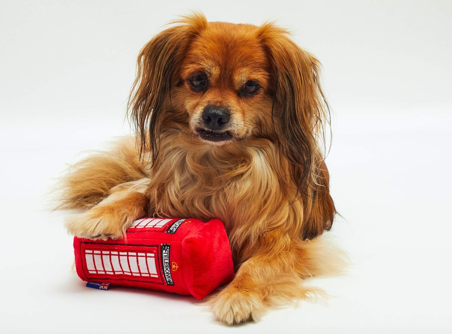 Petlondon British Red Telephone Box Plush Dog and Puppy Toy 6" with Squeaker, Cute Fun London Landmark Telebone UK Dog Interactive Toy image number 1