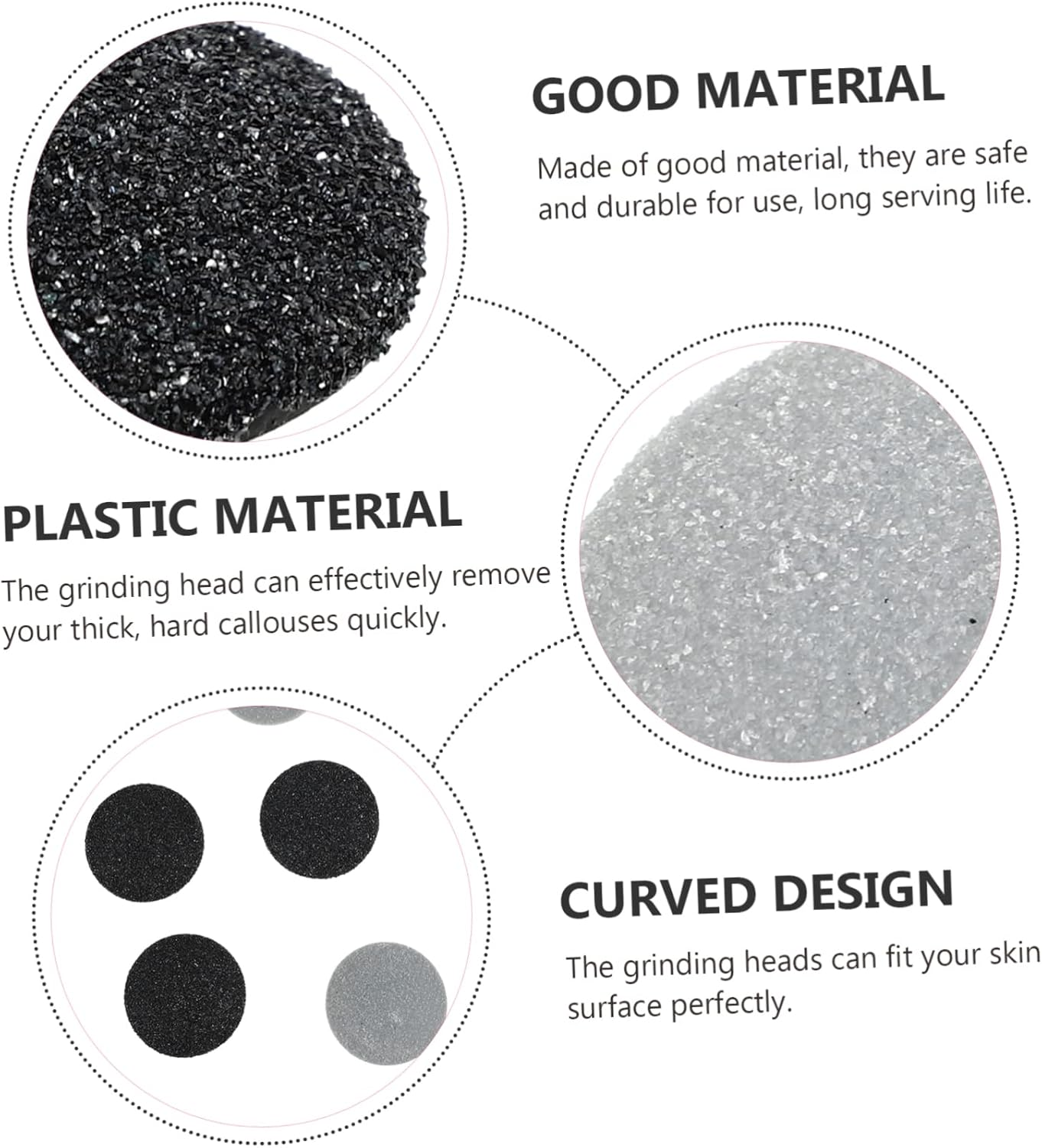 IWOWHERO 10Pcs Foot Grinder Grinding Head Pedicure Grinding Head Foot File Callus Remover Efficient Dead Skin Removal image number 2