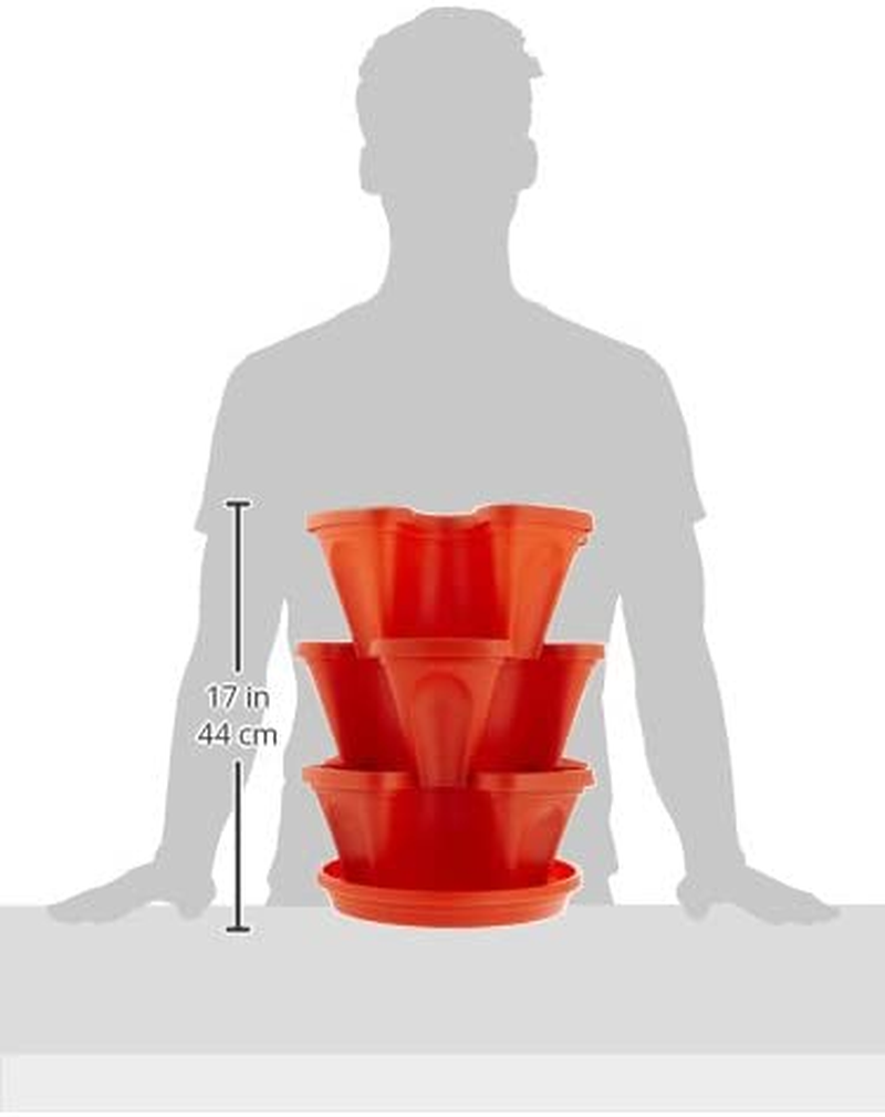 Mr. Stacky 1303-HG Self Watering 3 Tier Stackable Garden Vertical Planter Set, Terracotta, Small image number 2