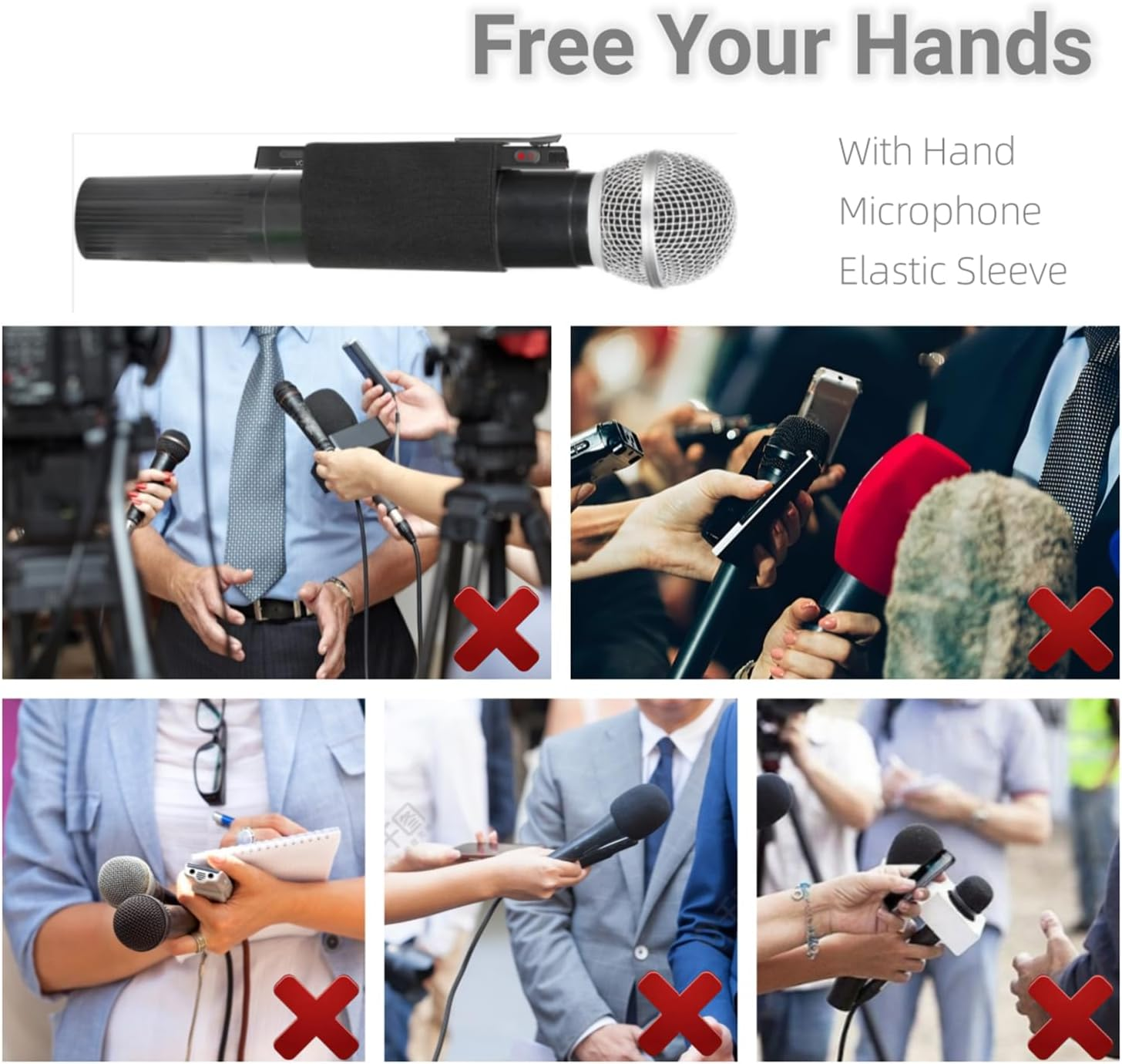 Hand Microphone Elastic Sleeve for Handheld Dynamic Mic Compatible with Sony Recorders,Wedding Vlog Live Streaming Interviews Meeting Speech Lecture Video Studios Recording Device Accessory (2Pcs) image number 1