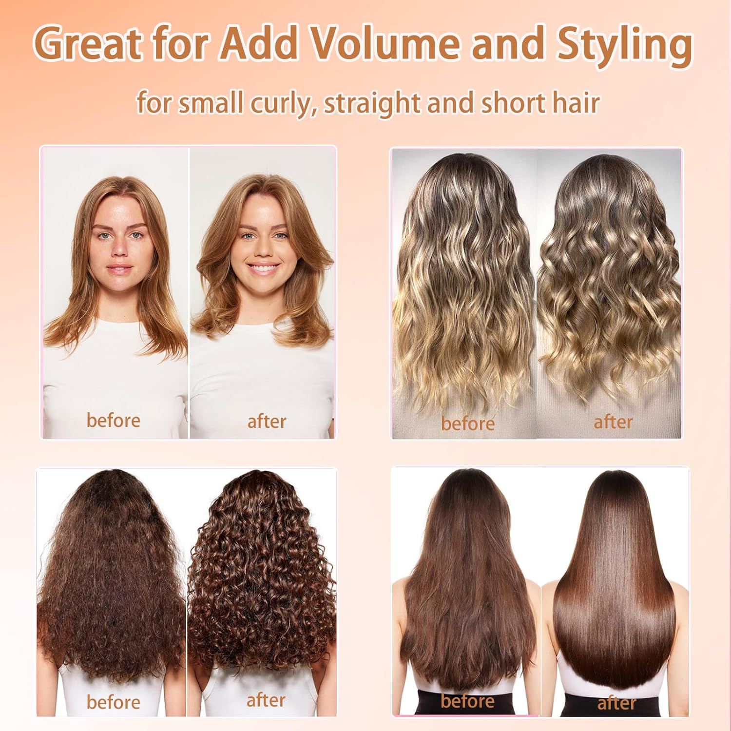 Sygbttq Small round Volumizing Brush for Dyson Airwrap Attachments Bigger round Brush Attachment for Dyson Air Wrap Styler, Fluff up and Volumize for Styling (Gold) - Gold image number 5